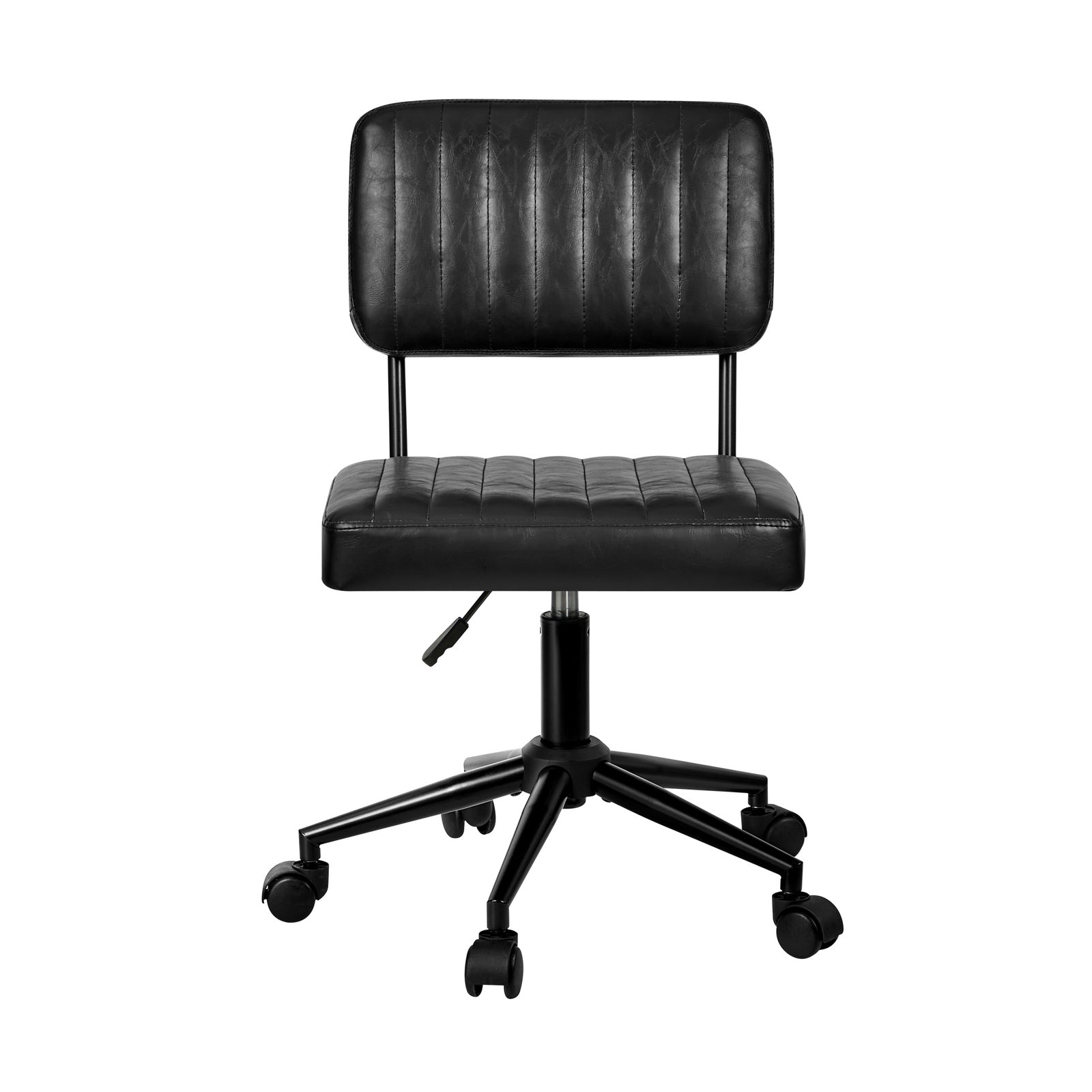 Oikiture Mid Back Armless Office Chair Swivel Computer Gaming Seat Leather Black - Sunyee