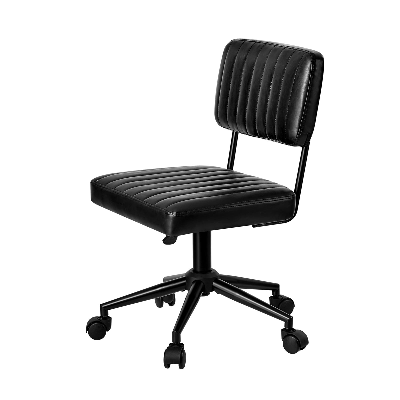 Oikiture Mid Back Armless Office Chair Swivel Computer Gaming Seat Leather Black - Sunyee