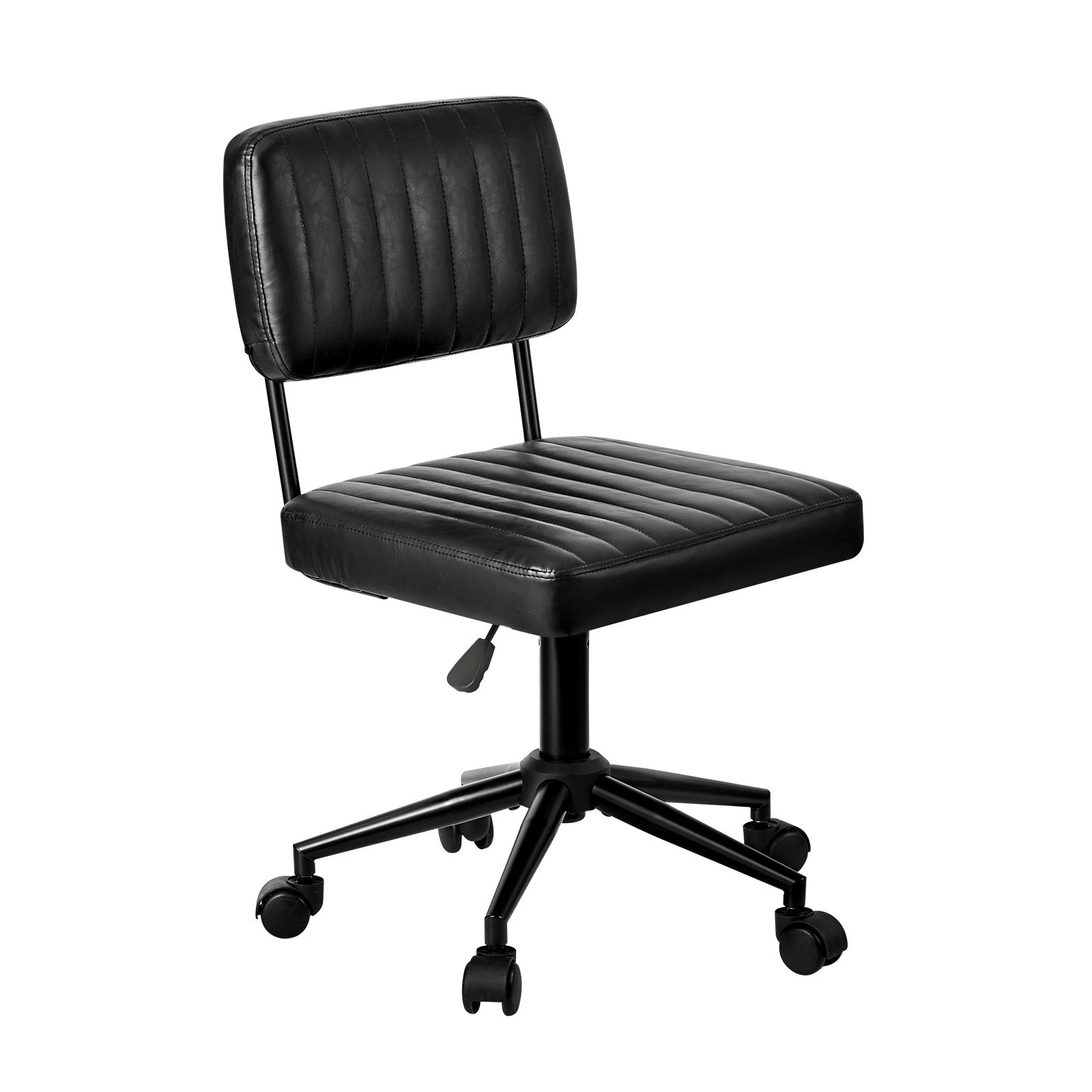 Oikiture Mid Back Armless Office Chair Swivel Computer Gaming Seat Leather Black - Sunyee