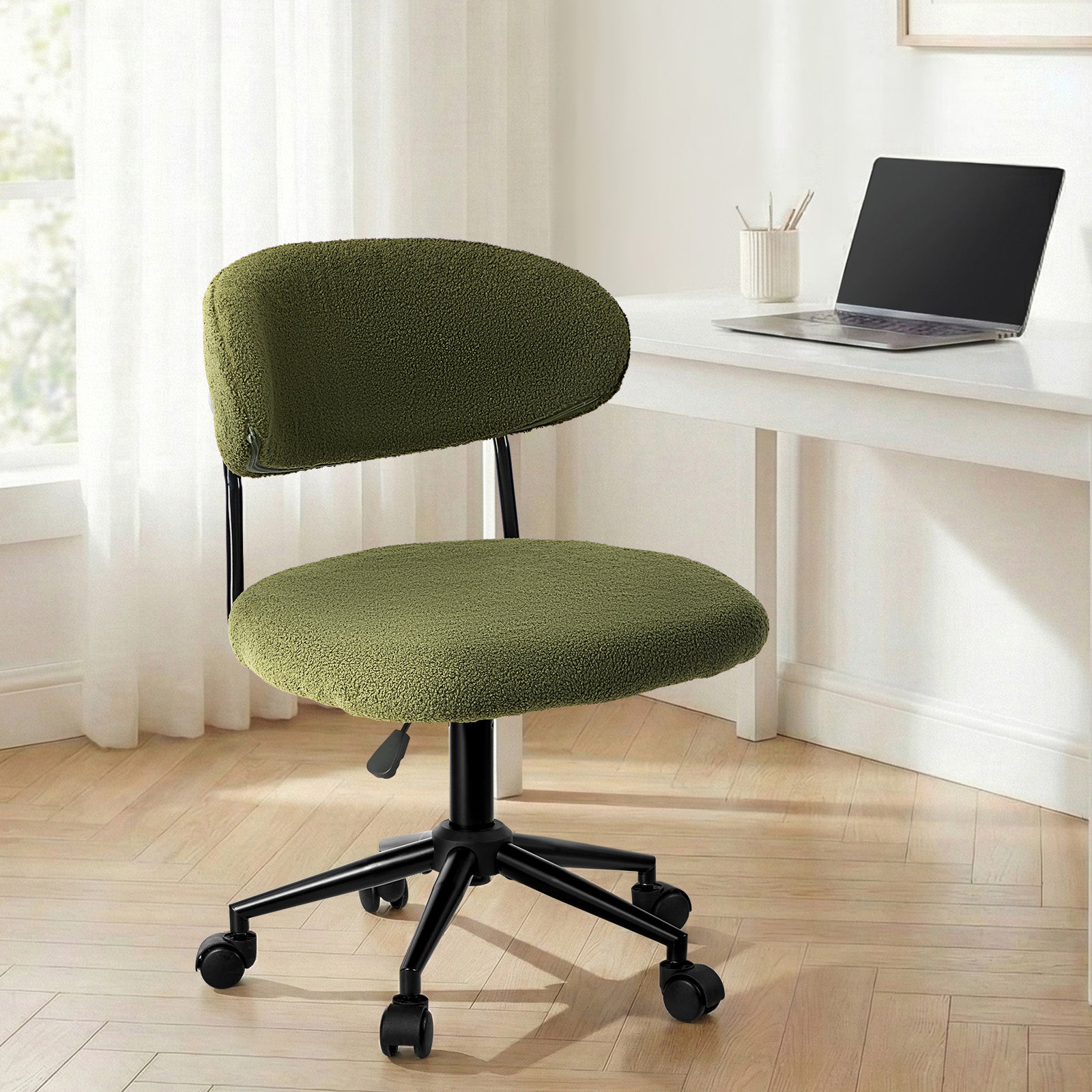 Oikiture Armless Office Chair Mid Back Wide Seat Swivel Home Desk Chair Green - Sunyee