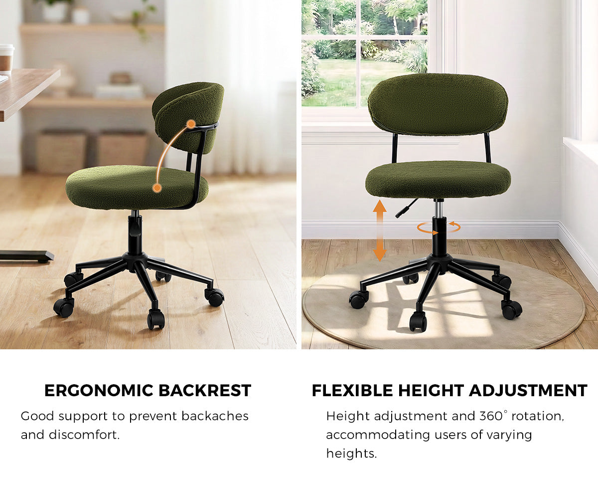 Oikiture Armless Office Chair Mid Back Wide Seat Swivel Home Desk Chair Green - Sunyee