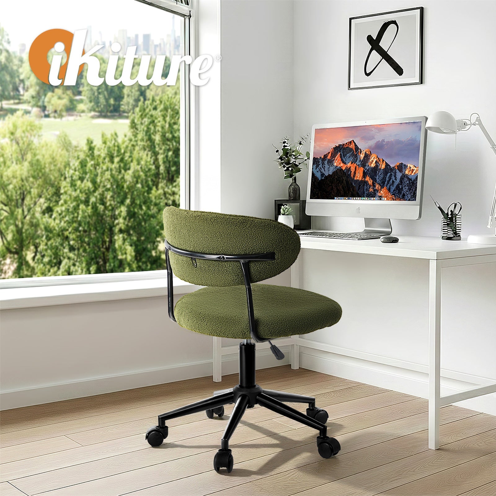 Oikiture Armless Office Chair Mid Back Wide Seat Swivel Home Desk Chair Green - Sunyee