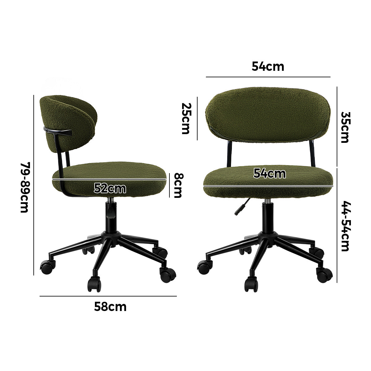 Oikiture Armless Office Chair Mid Back Wide Seat Swivel Home Desk Chair Green - Sunyee