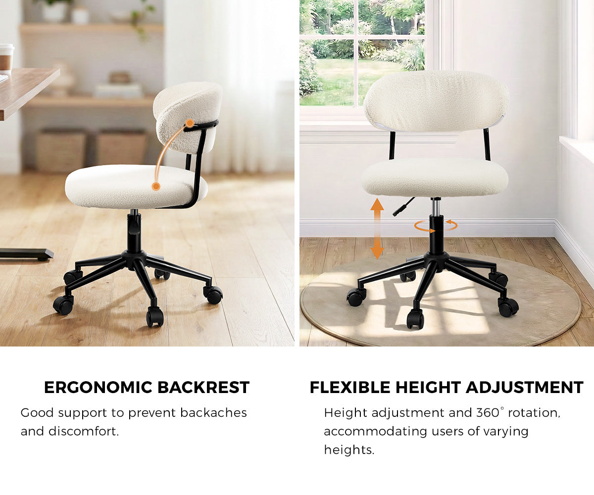 Oikiture Armless Office Chair Mid Back Wide Seat Swivel Home Desk Chair White - Sunyee