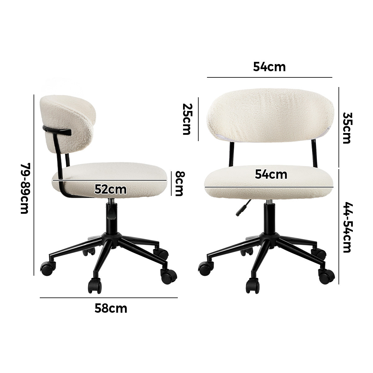 Oikiture Armless Office Chair Mid Back Wide Seat Swivel Home Desk Chair White - Sunyee