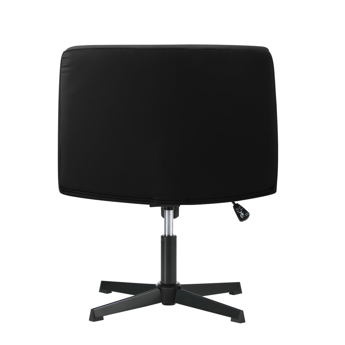 Oikiture Mid Back Armless Office Desk Chair Wide Seat Leather Black No Wheels - Sunyee