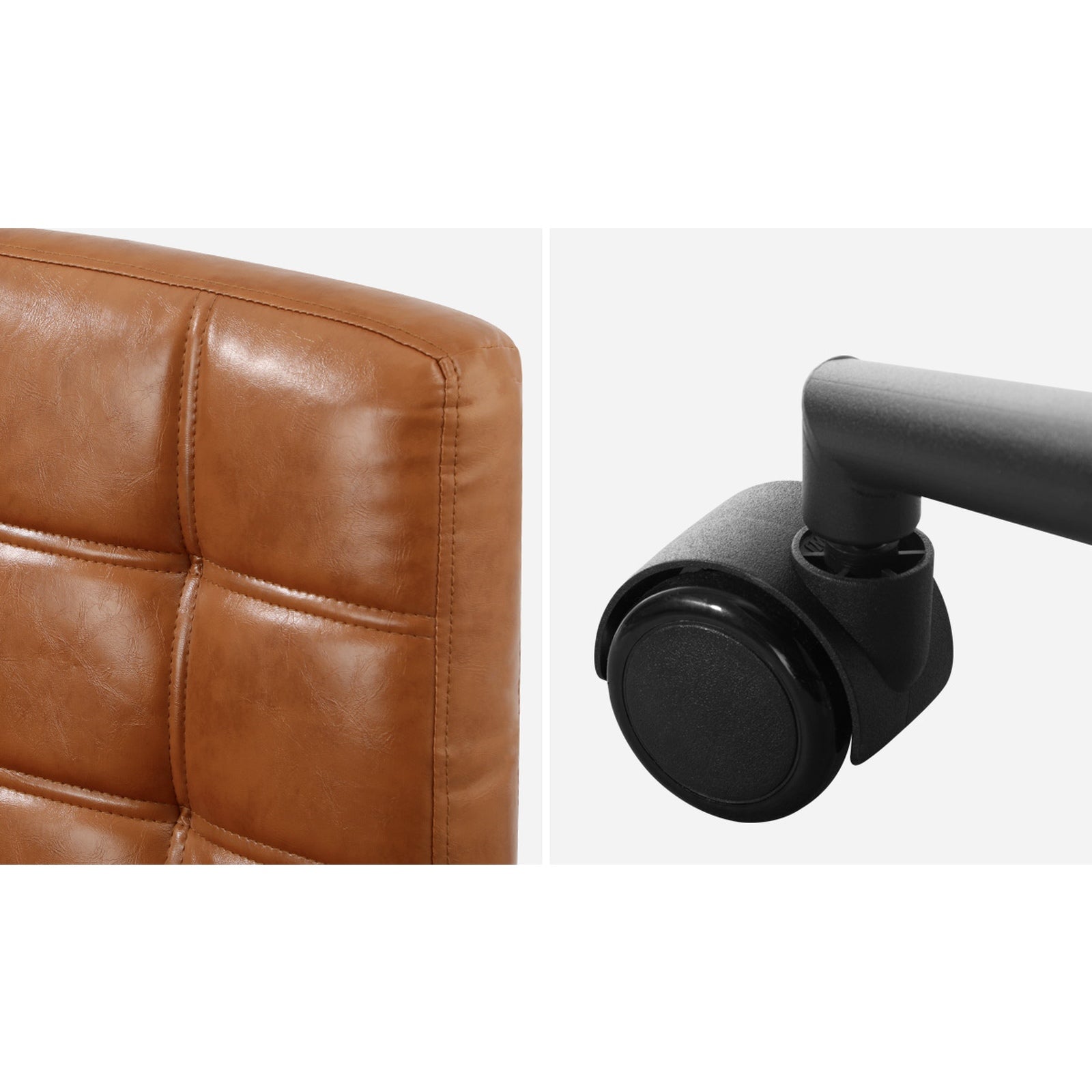 Oikiture Mid Back Armless Office Desk Chair Wide Seat PU Leather Brown w/Wheels - Sunyee