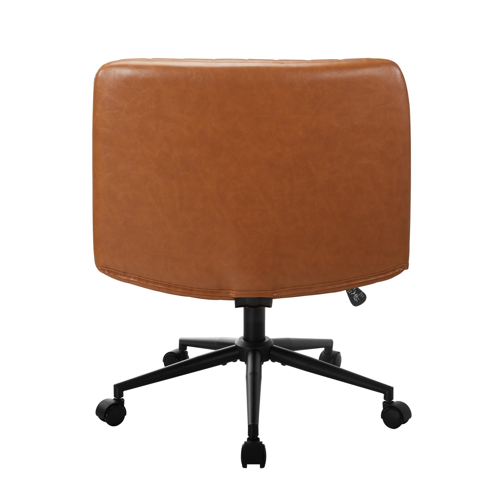 Oikiture Mid Back Armless Office Desk Chair Wide Seat PU Leather Brown w/Wheels - Sunyee