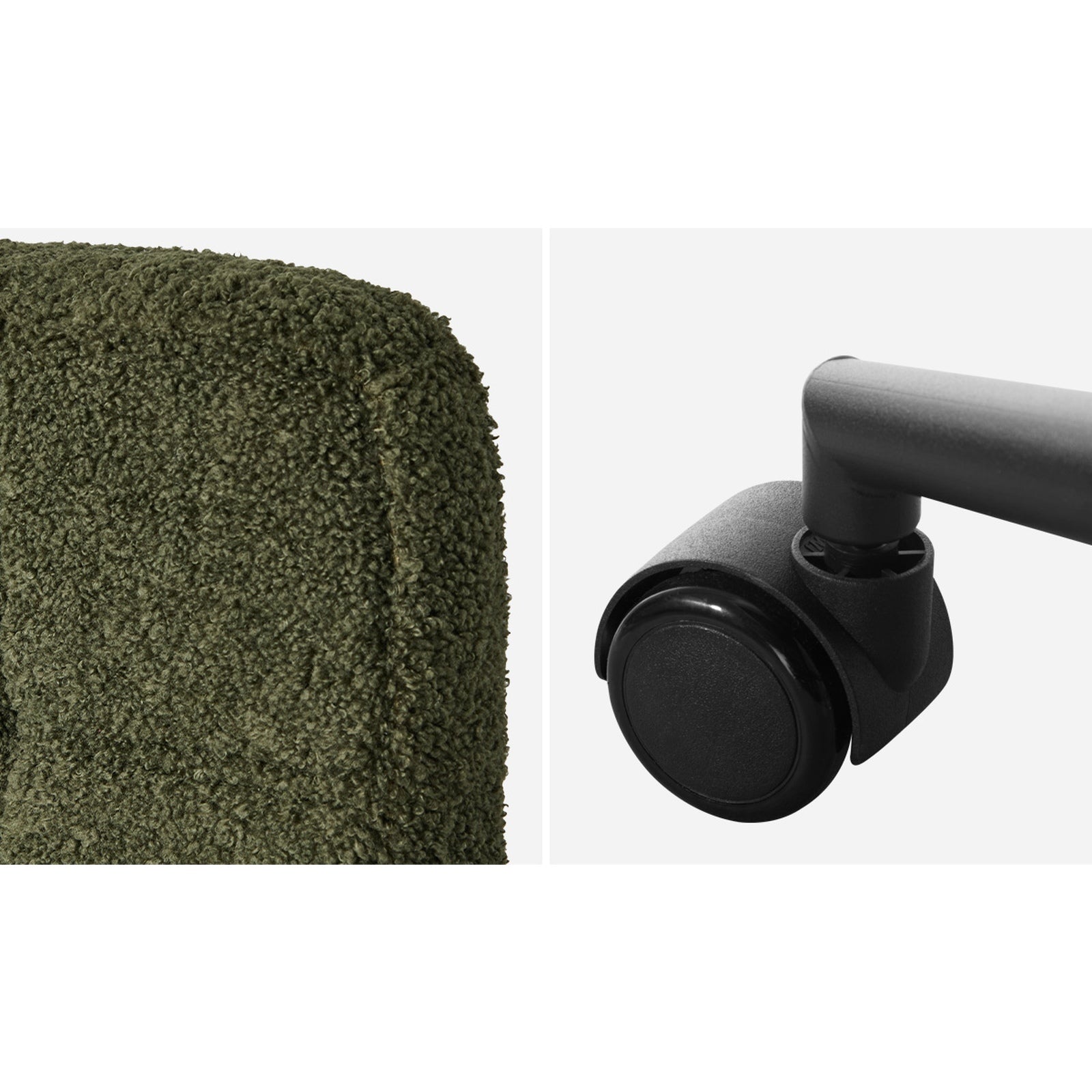 Oikiture Mid Back Armless Office Desk Chair Wide Seat Boucle Green with Wheels - Sunyee