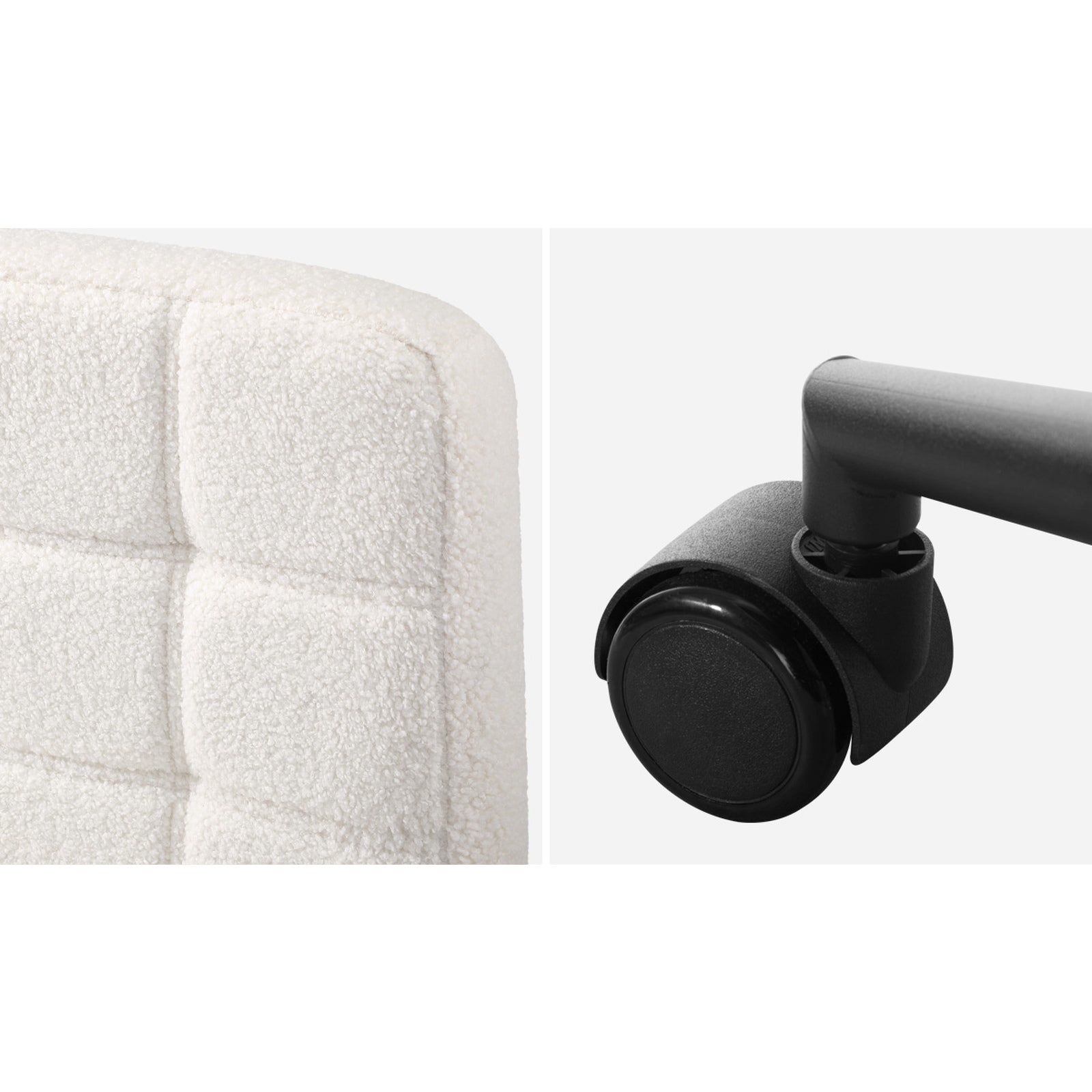 Oikiture Mid Back Armless Office Desk Chair Wide Seat Boucle White with Wheels - Sunyee