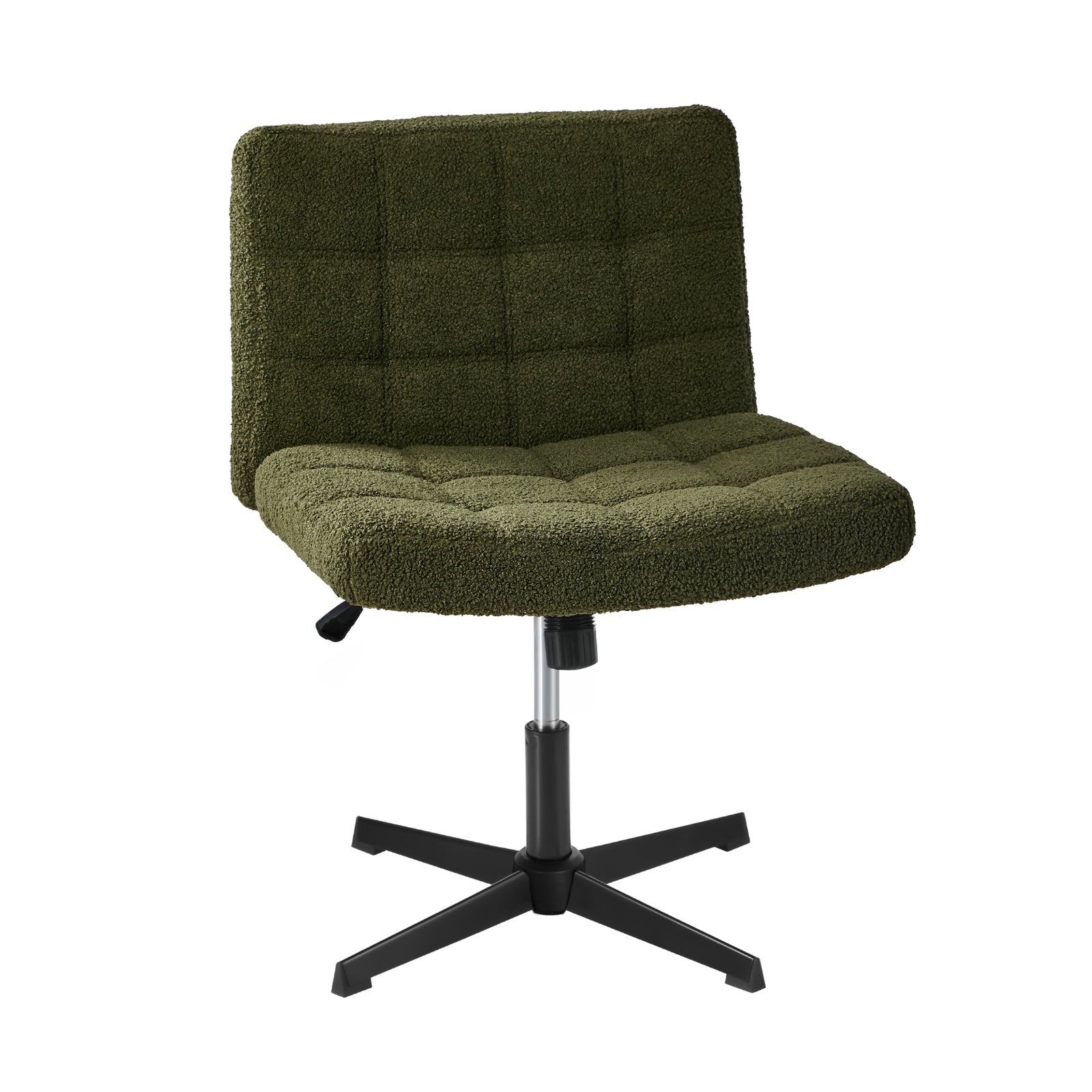 Oikiture Mid Back Armless Office Desk Chair Wide Seat Boucle Green No Wheels - Sunyee