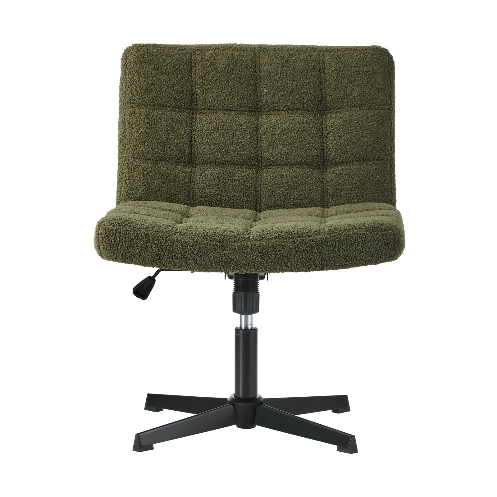 Oikiture Mid Back Armless Office Desk Chair Wide Seat Boucle Green No Wheels - Sunyee