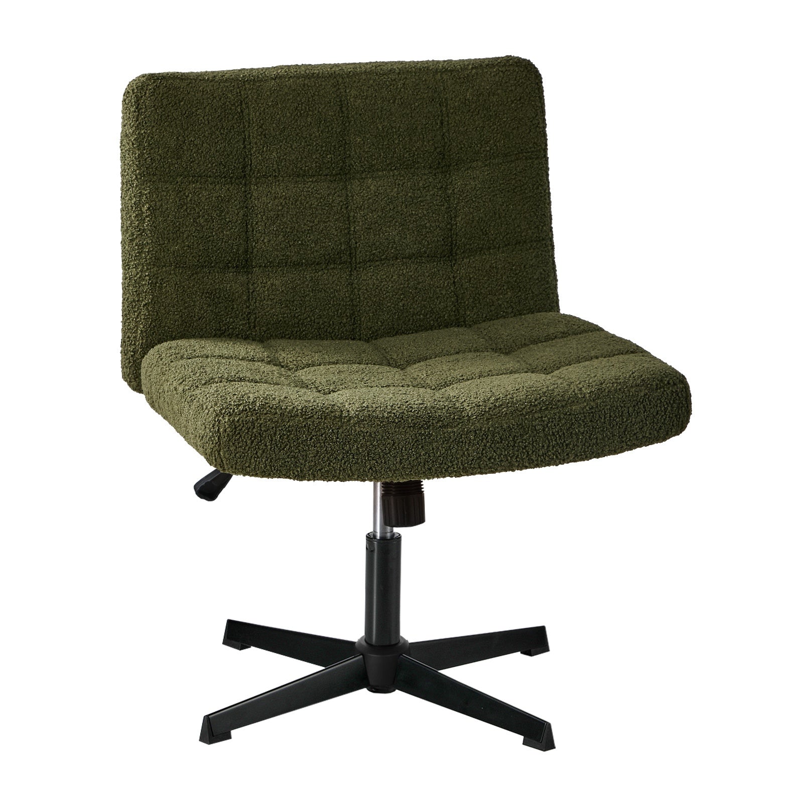 Oikiture Mid Back Armless Office Desk Chair Wide Seat Boucle Green No Wheels - Sunyee