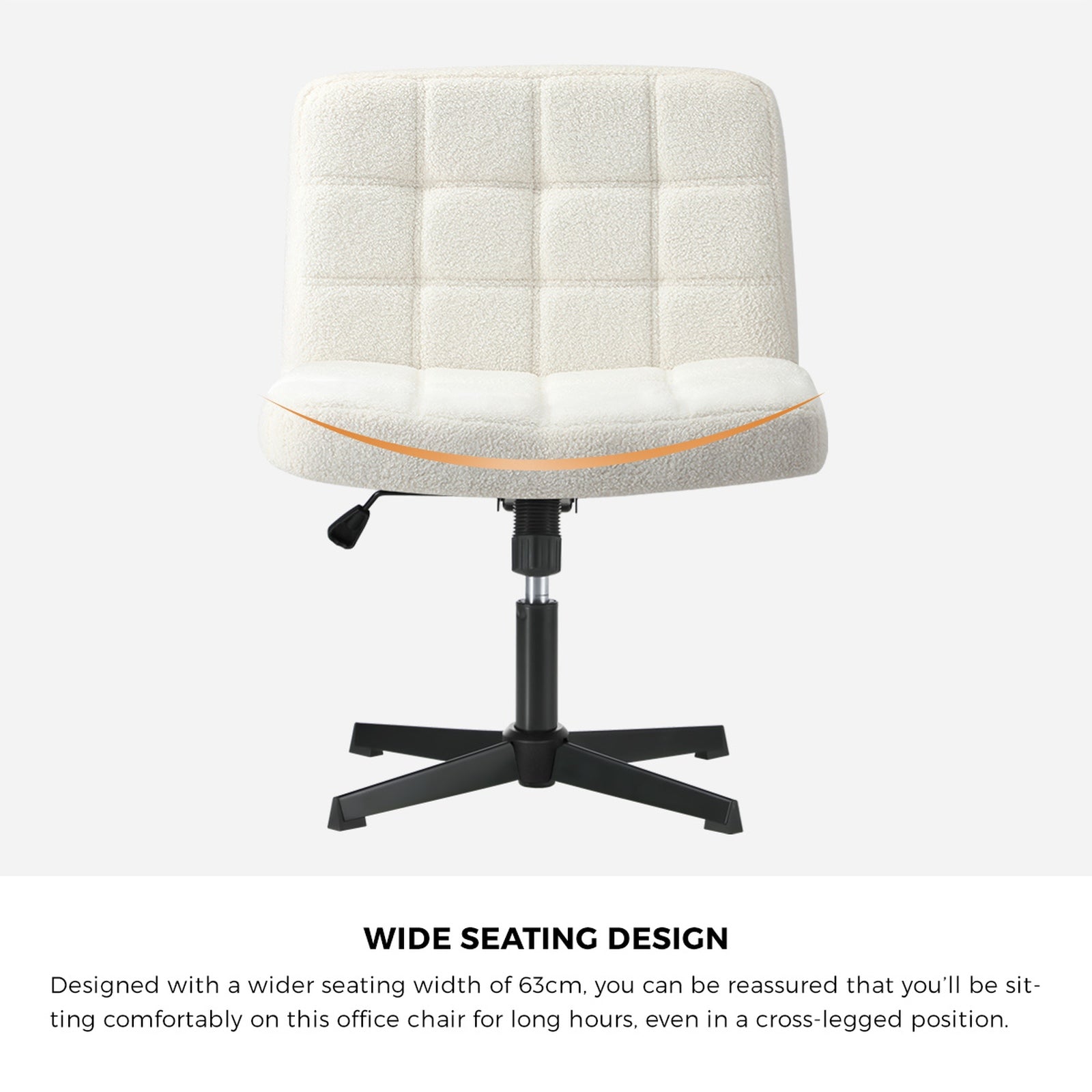 Oikiture Mid Back Armless Office Desk Chair Wide Seat Boucle White No Wheels - Sunyee