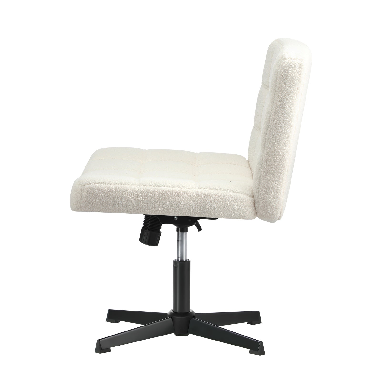 Oikiture Mid Back Armless Office Desk Chair Wide Seat Boucle White No Wheels - Sunyee