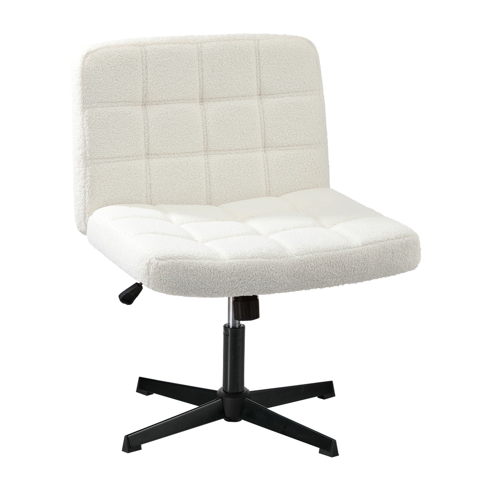 Oikiture Mid Back Armless Office Desk Chair Wide Seat Boucle White No Wheels - Sunyee