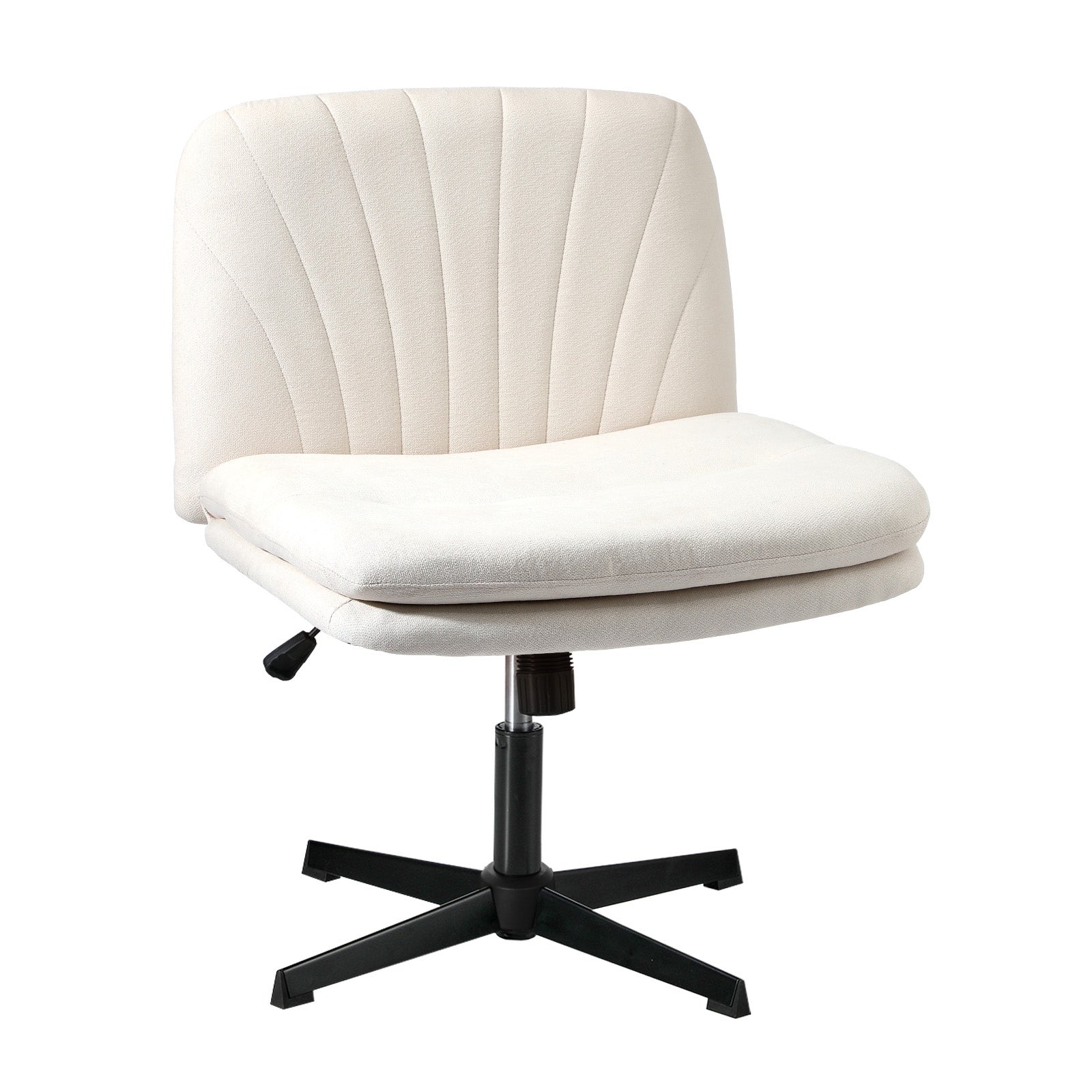 Oikiture Mid Back Armless Office Desk Chair Wide Seat Linen Beige No Wheels - Sunyee