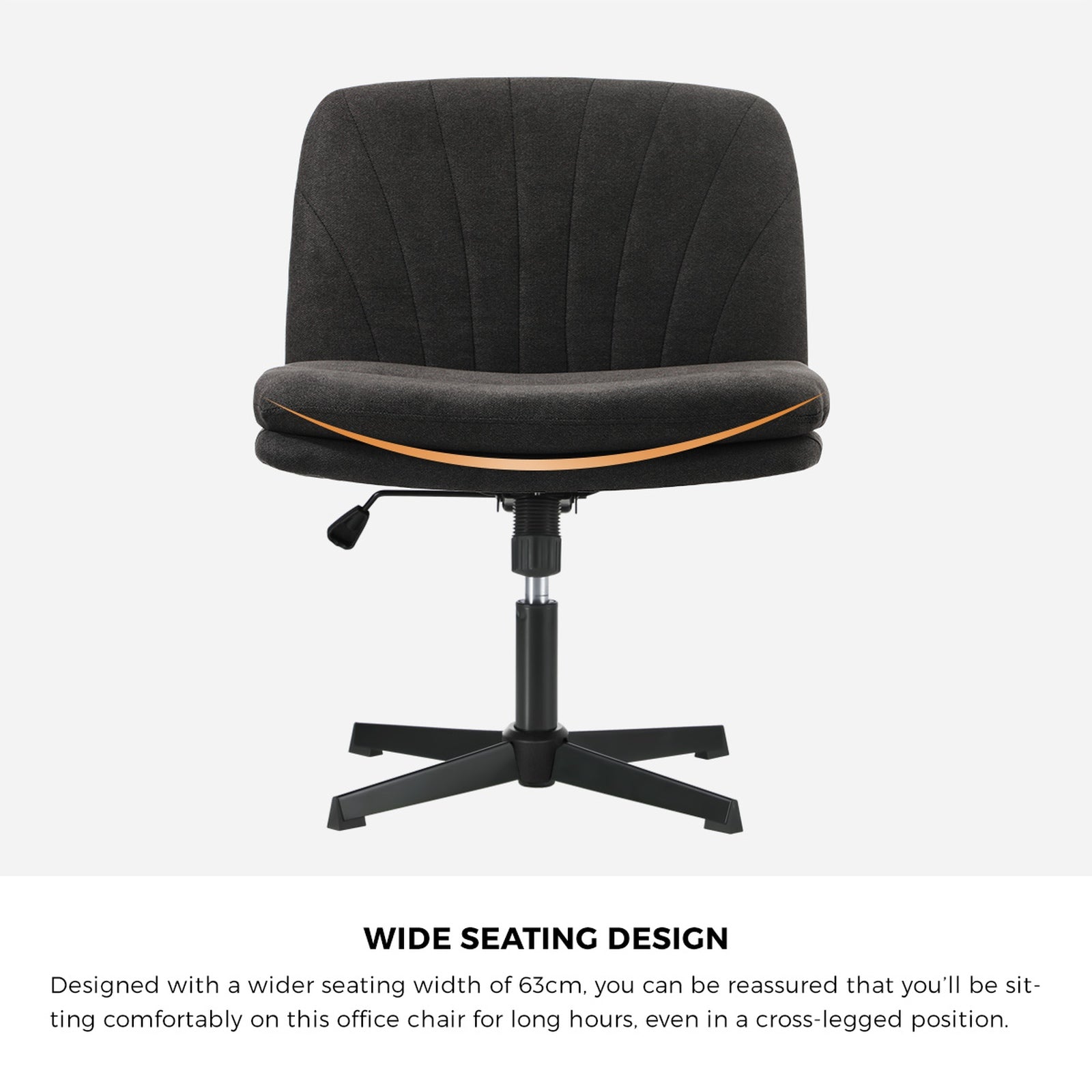 Oikiture Mid Back Armless Office Desk Chair Wide Seat Linen Charcoal No Wheels - Sunyee