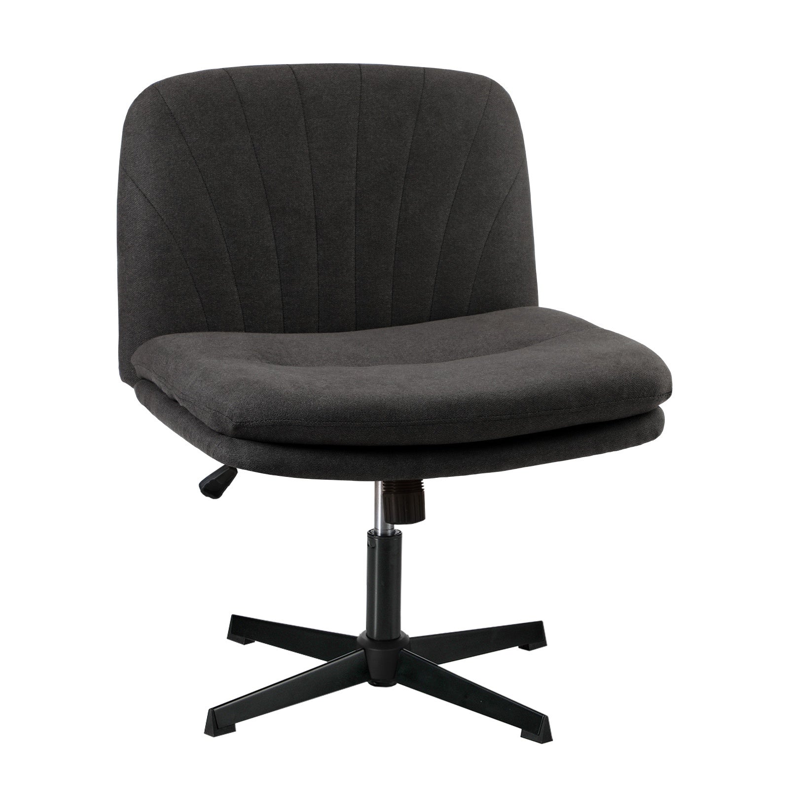 Oikiture Mid Back Armless Office Desk Chair Wide Seat Linen Charcoal No Wheels - Sunyee