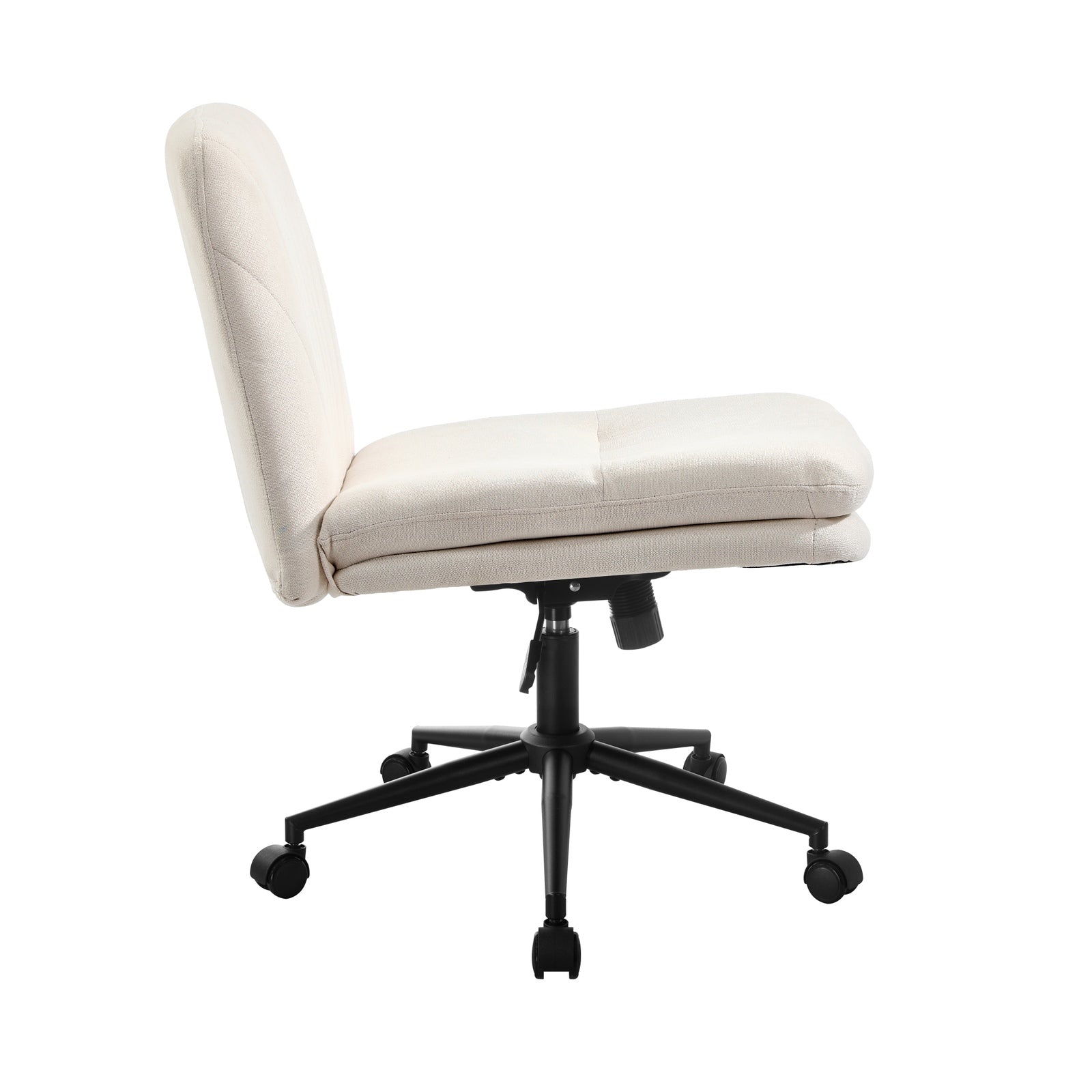 Oikiture Mid Back Armless Office Desk Chair Wide Seat Linen with Wheels Beige - Sunyee