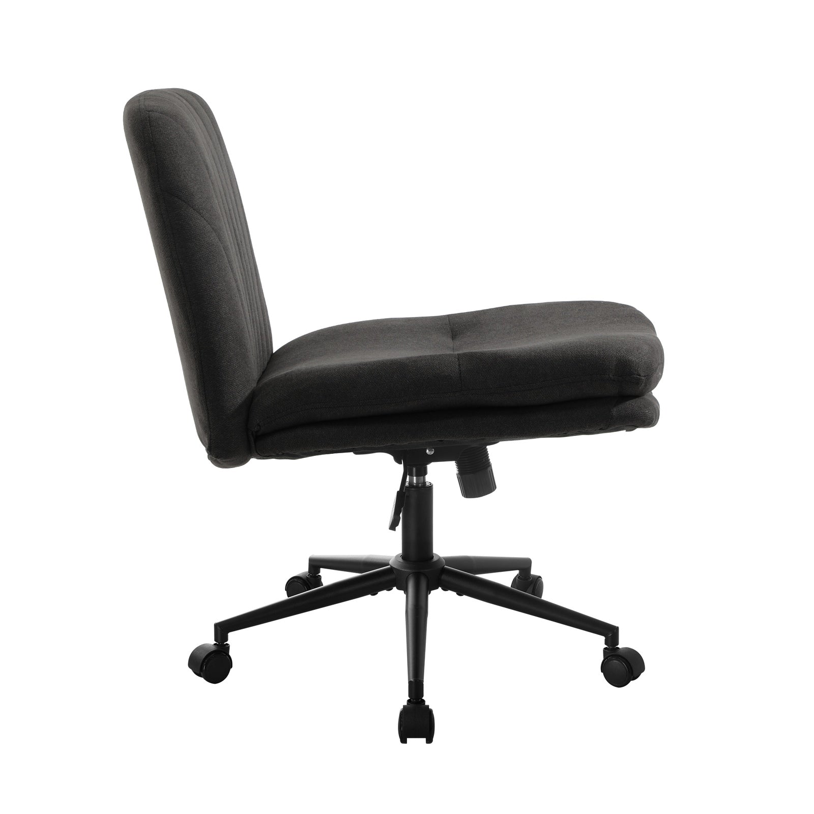 Oikiture Mid Back Armless Office Desk Chair Wide Seat Linen with Wheels Charcoal - Sunyee