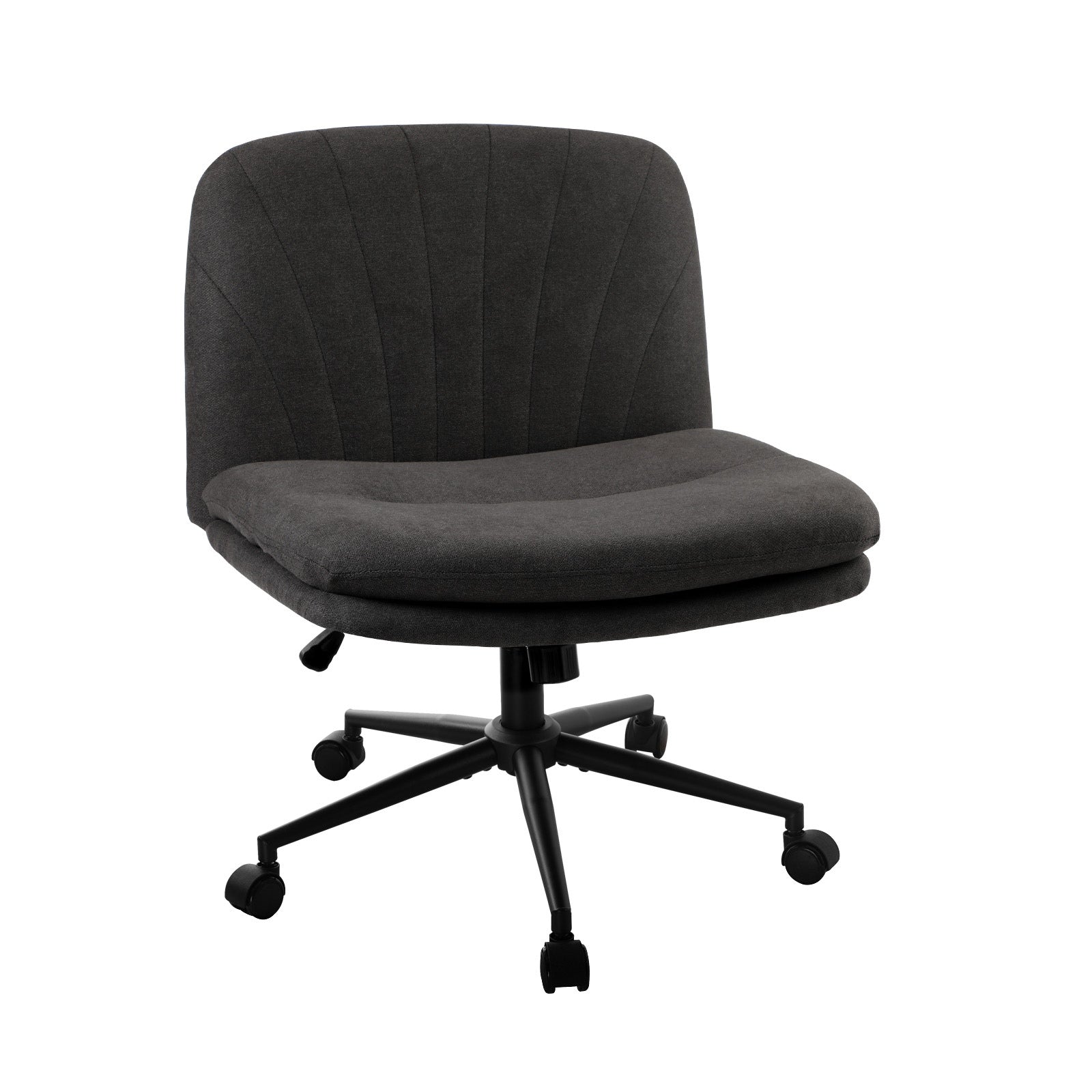 Oikiture Mid Back Armless Office Desk Chair Wide Seat Linen with Wheels Charcoal - Sunyee