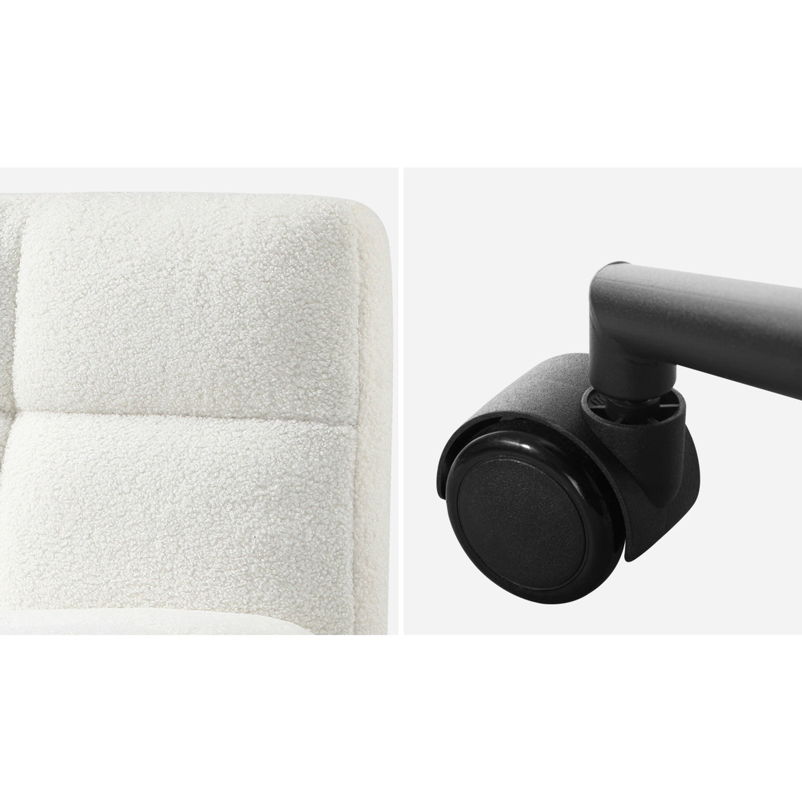 Oikiture Mid Back Armless Office Desk Chair Wide Seat with Wheels Boucle White - Sunyee