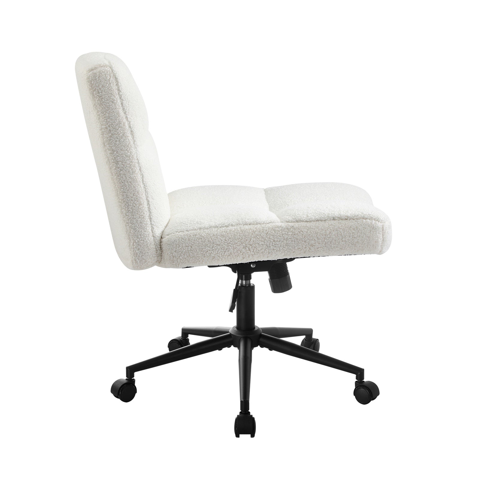 Oikiture Mid Back Armless Office Desk Chair Wide Seat with Wheels Boucle White - Sunyee