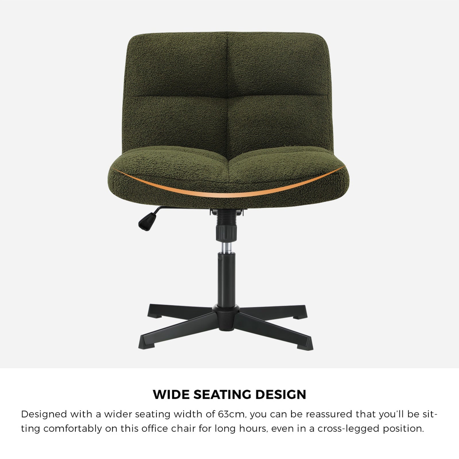 Oikiture Mid Back Armless Office Desk Chair Wide Seat No Wheels Boucle Green - Sunyee