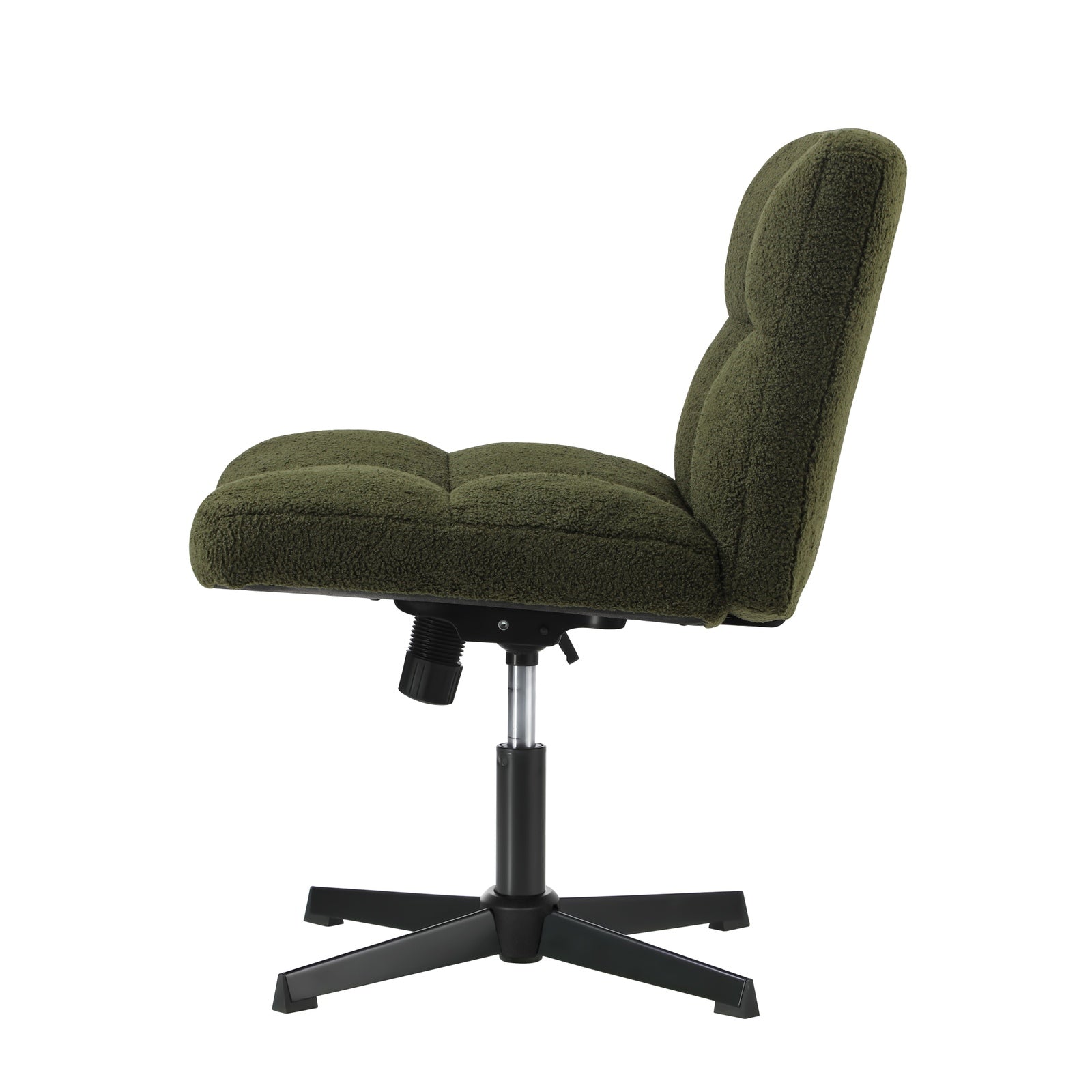 Oikiture Mid Back Armless Office Desk Chair Wide Seat No Wheels Boucle Green - Sunyee