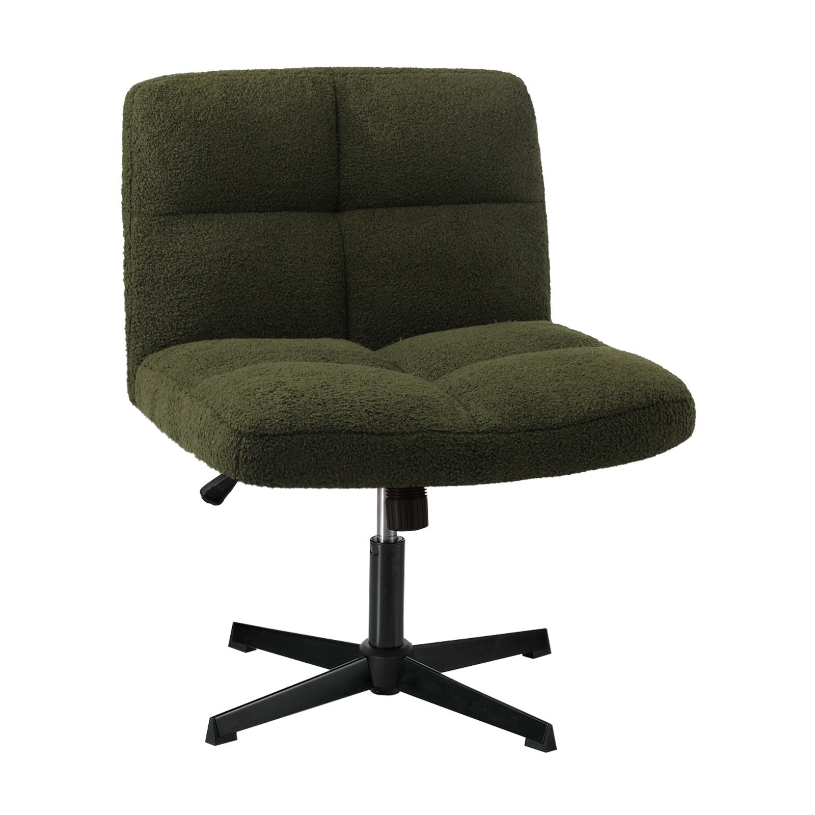 Oikiture Mid Back Armless Office Desk Chair Wide Seat No Wheels Boucle Green - Sunyee