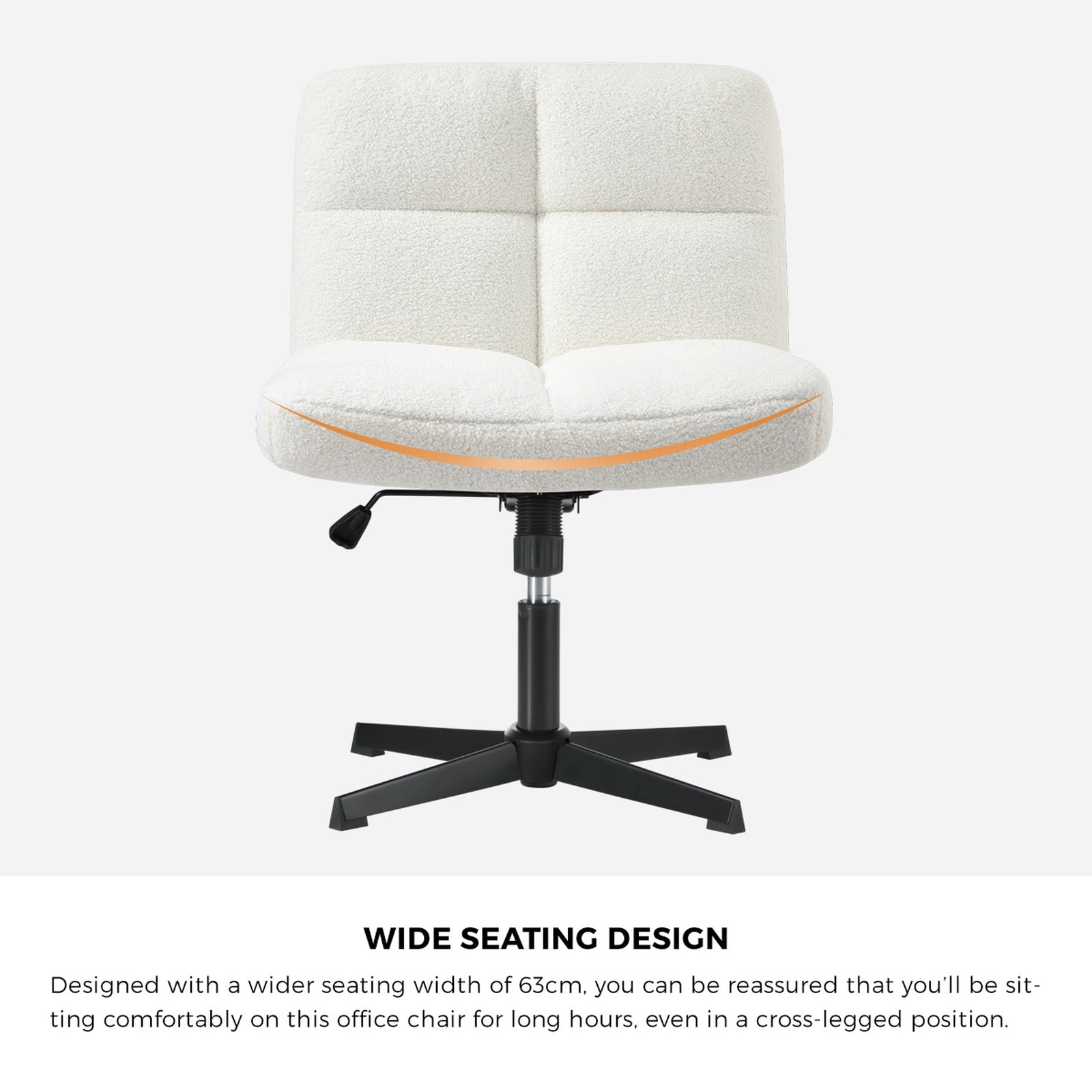 Oikiture Mid Back Armless Office Desk Chair Wide Seat No Wheels Boucle White - Sunyee