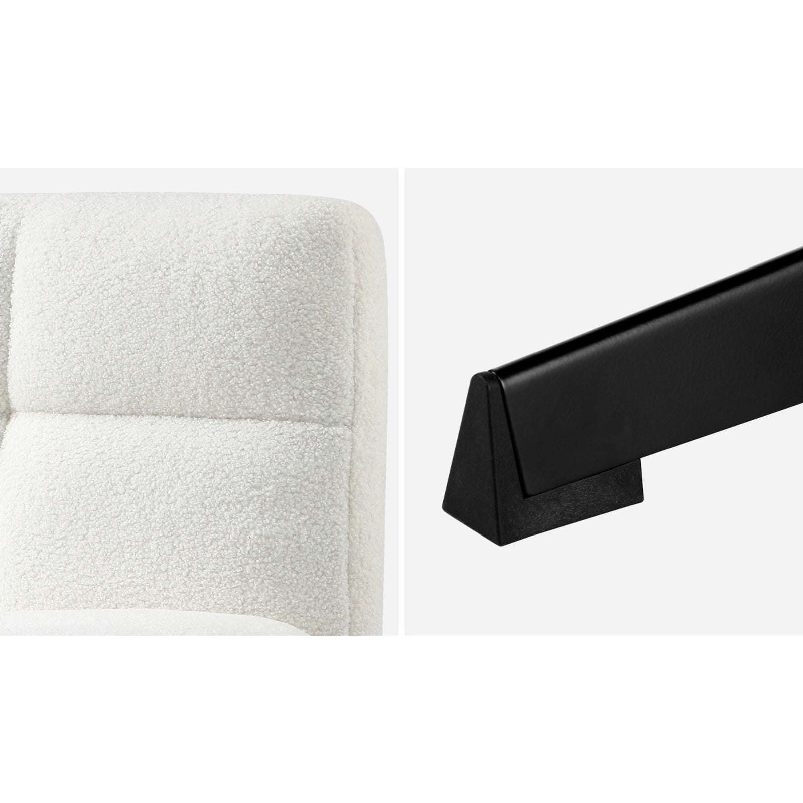 Oikiture Mid Back Armless Office Desk Chair Wide Seat No Wheels Boucle White - Sunyee