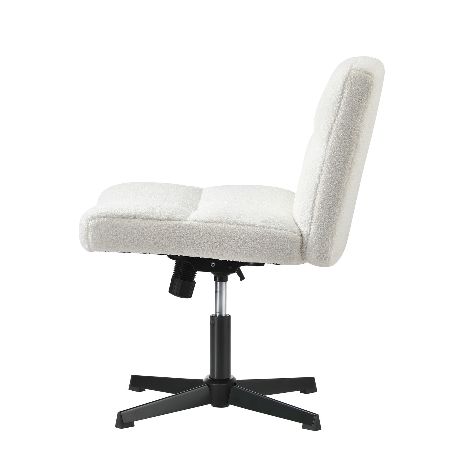 Oikiture Mid Back Armless Office Desk Chair Wide Seat No Wheels Boucle White - Sunyee