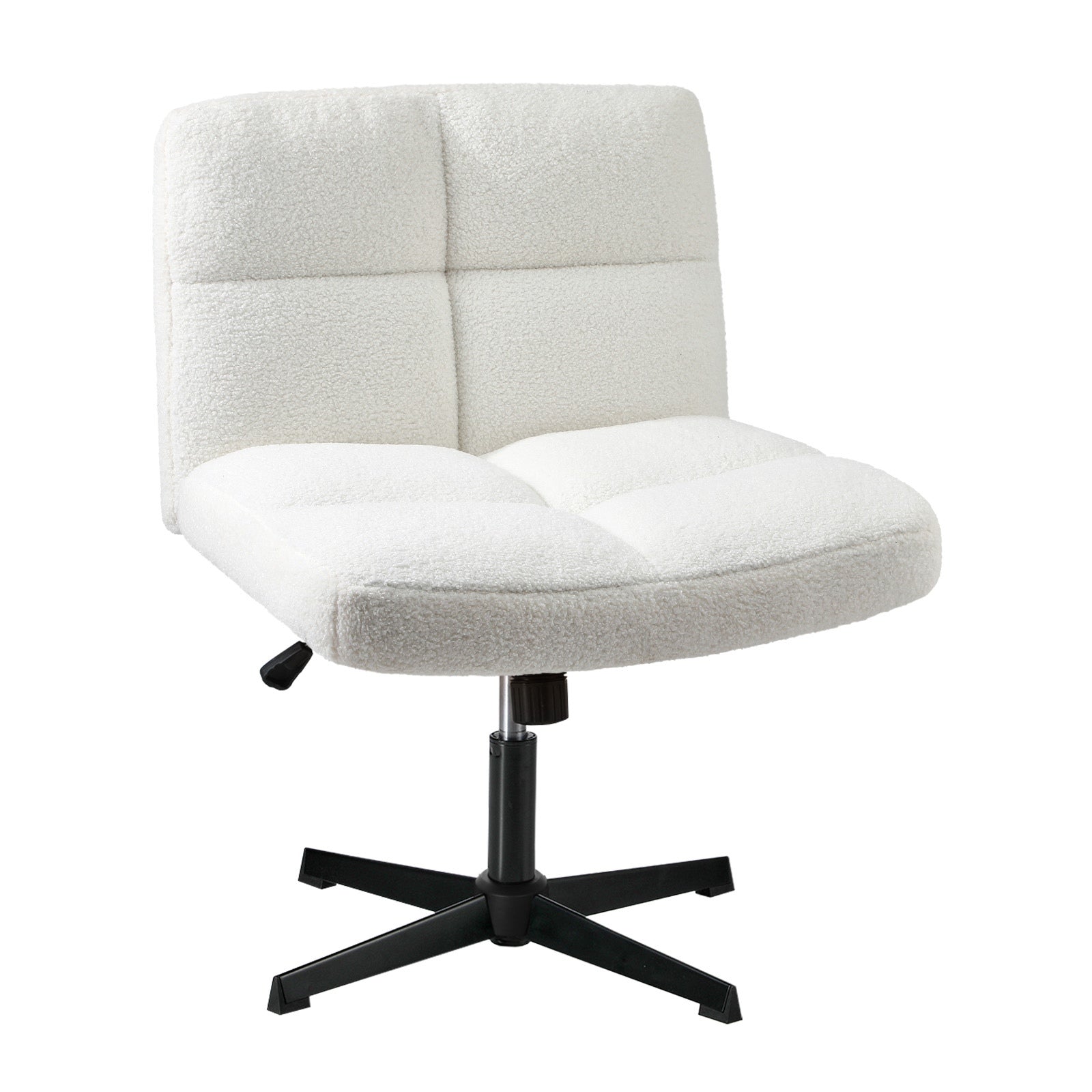 Oikiture Mid Back Armless Office Desk Chair Wide Seat No Wheels Boucle White - Sunyee