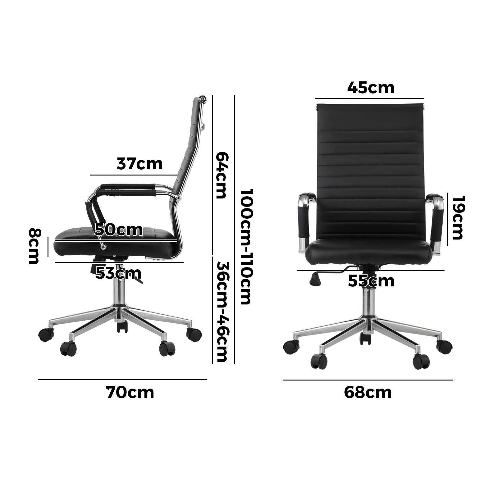 Oikiture Office Chair Executive Swivel Desk Chair High Back Leather Black - Sunyee