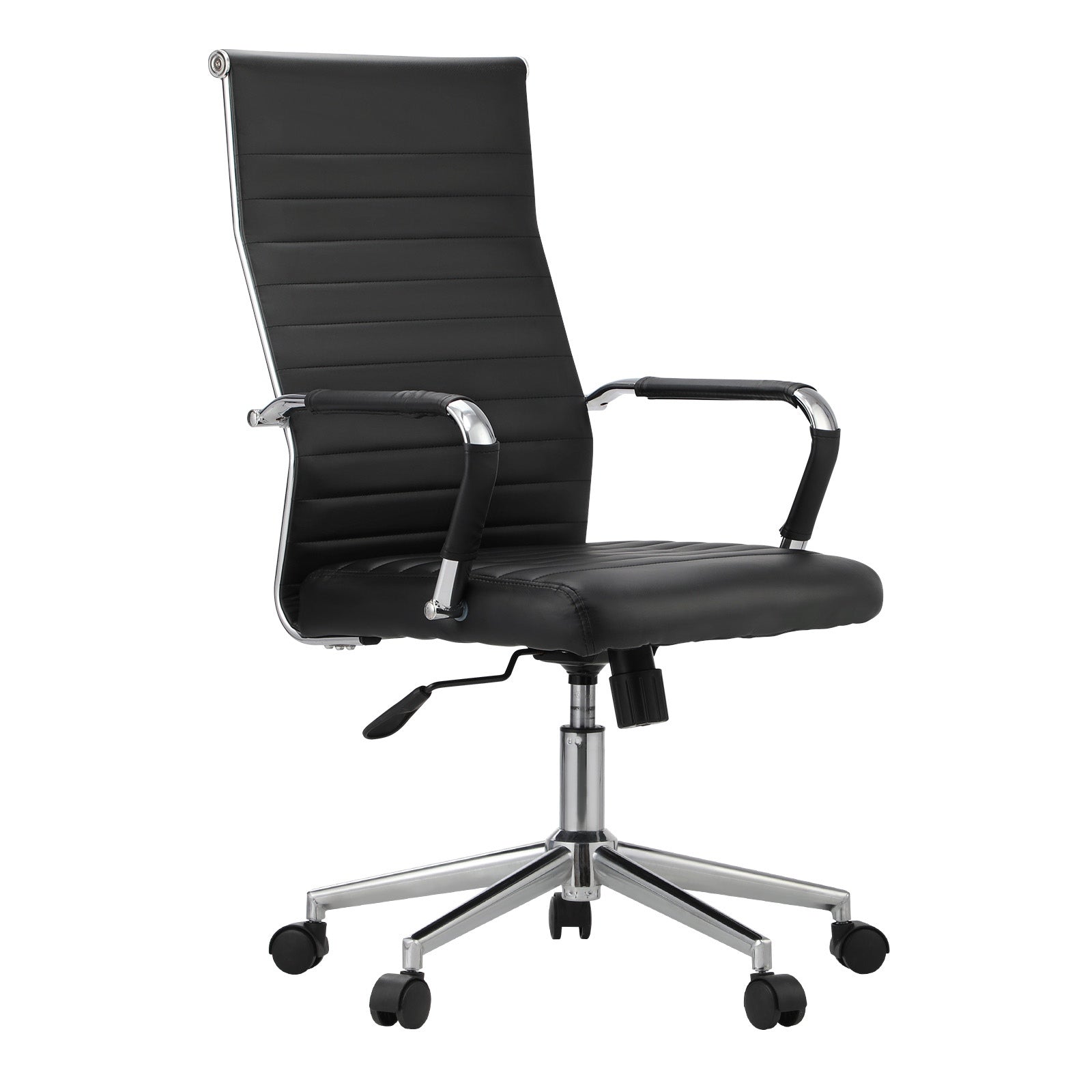Oikiture Office Chair Executive Swivel Desk Chair High Back Leather Black - Sunyee