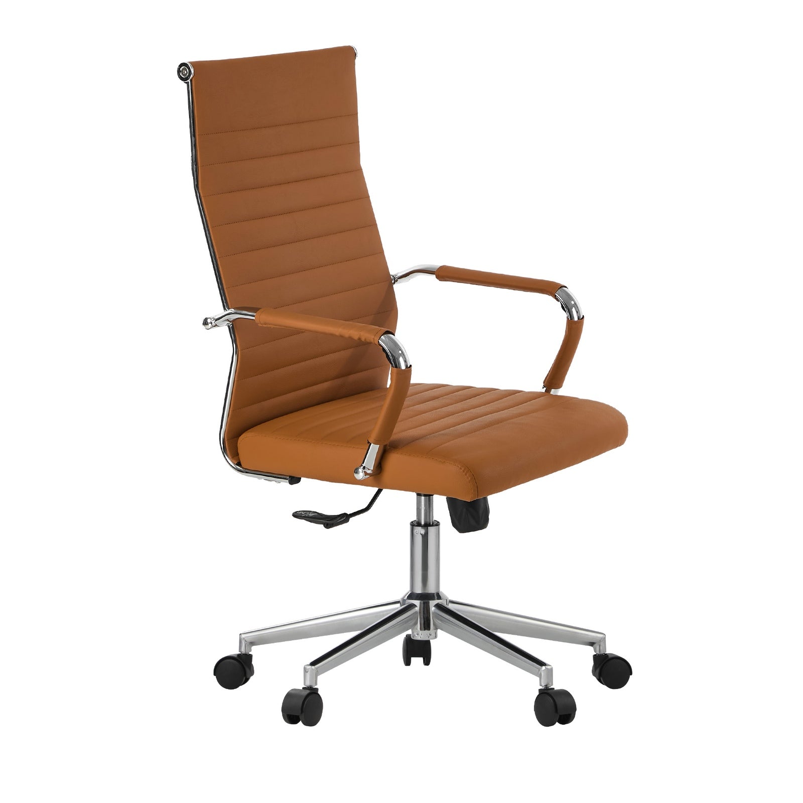 Oikiture Office Chair Executive Swivel Desk Chair High Back Leather Brown - Sunyee
