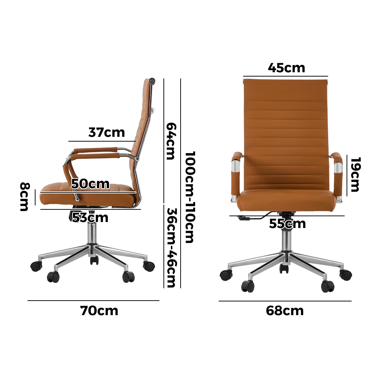 Oikiture Office Chair Executive Swivel Desk Chair High Back Leather Brown - Sunyee