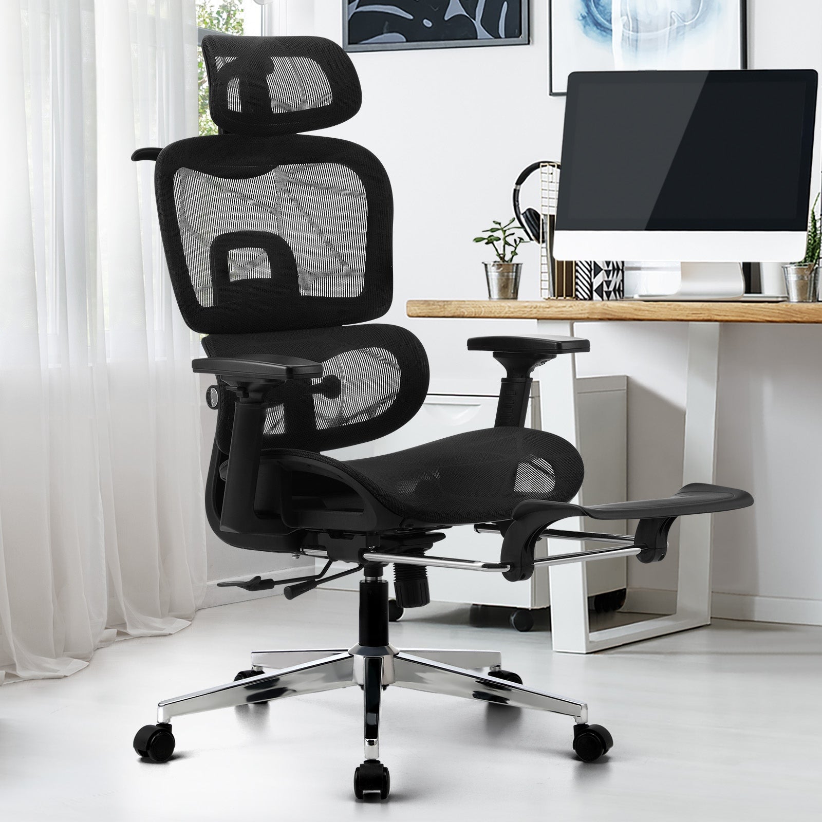 Oikiture Ergonomic Office Chair Mesh Executive Seat Computer Chairs Black - Sunyee
