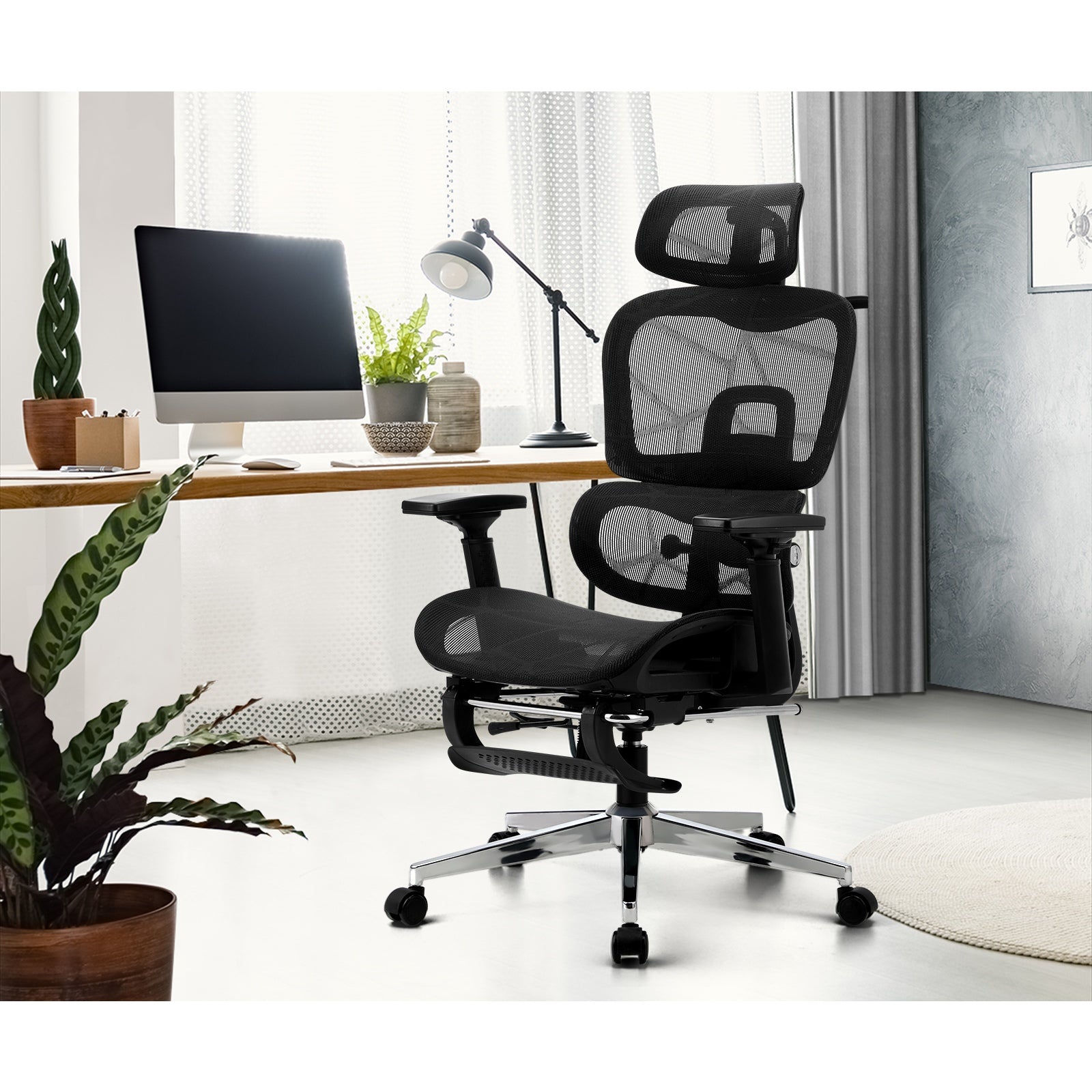 Oikiture Ergonomic Office Chair Mesh Executive Seat Computer Chairs Black - Sunyee