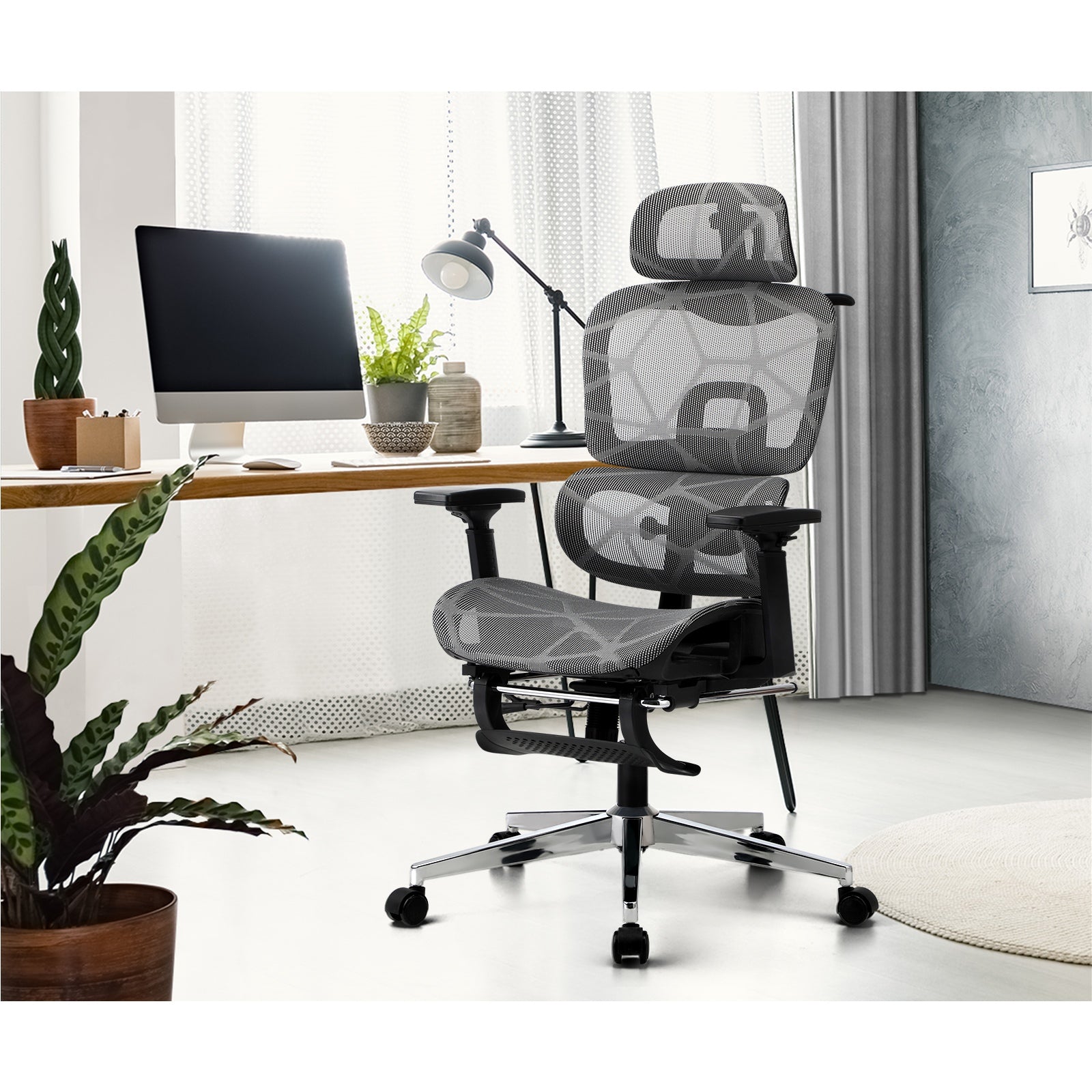 Oikiture Ergonomic Office Chair Mesh Executive Seat Computer Chairs BK&GY - Sunyee