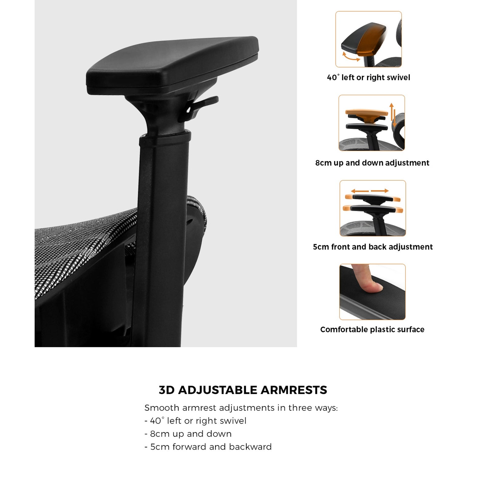 Oikiture Ergonomic Office Chair Mesh Executive Seat Computer Chairs BK&GY - Sunyee