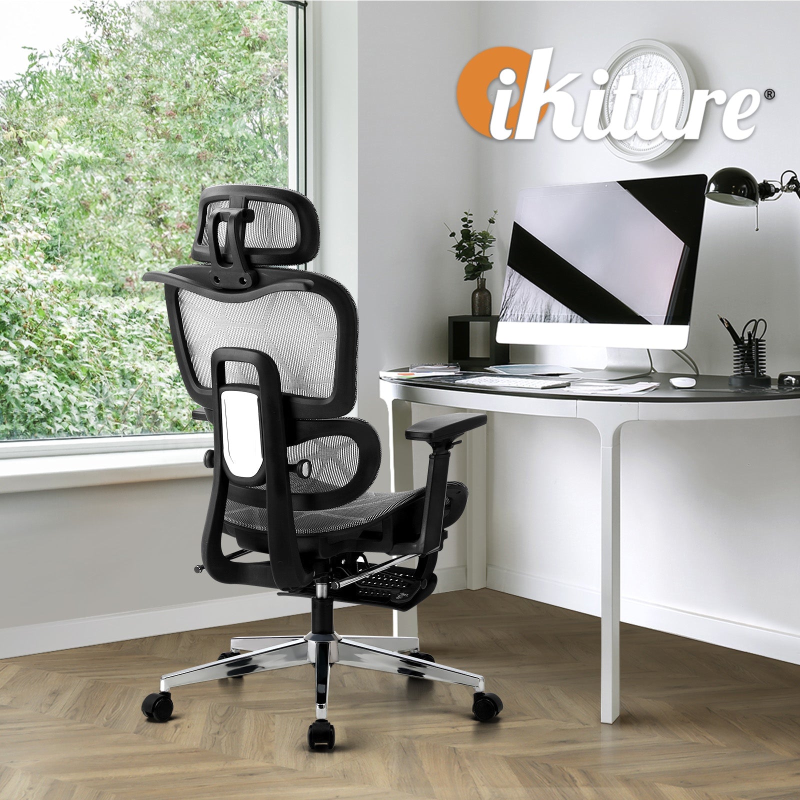 Oikiture Ergonomic Office Chair Mesh Executive Seat Computer Chairs BK&GY - Sunyee