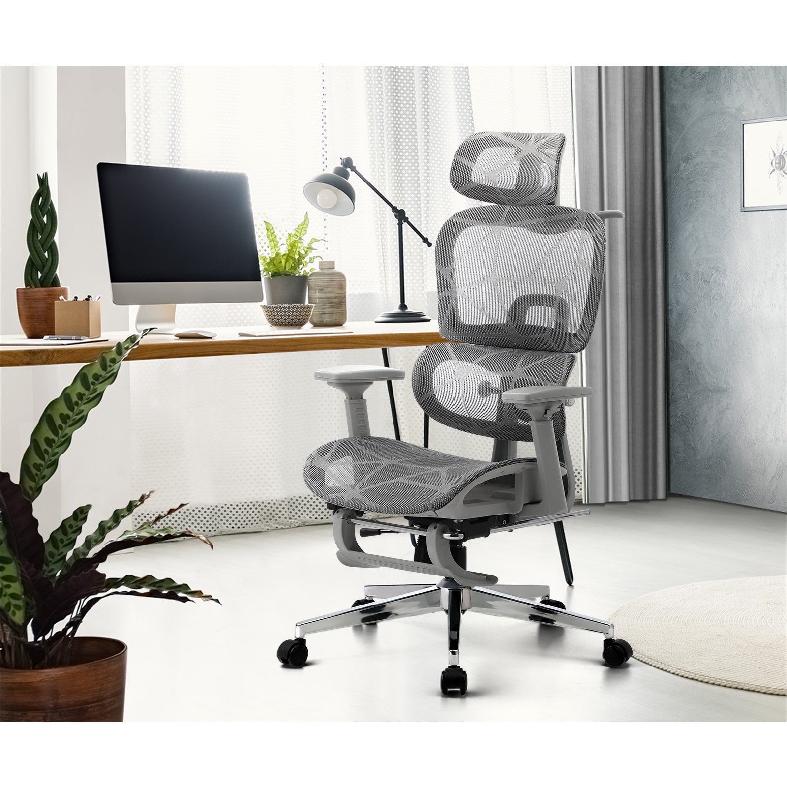 Oikiture Ergonomic Office Chair Mesh Executive Seat Computer Chairs Grey - Sunyee