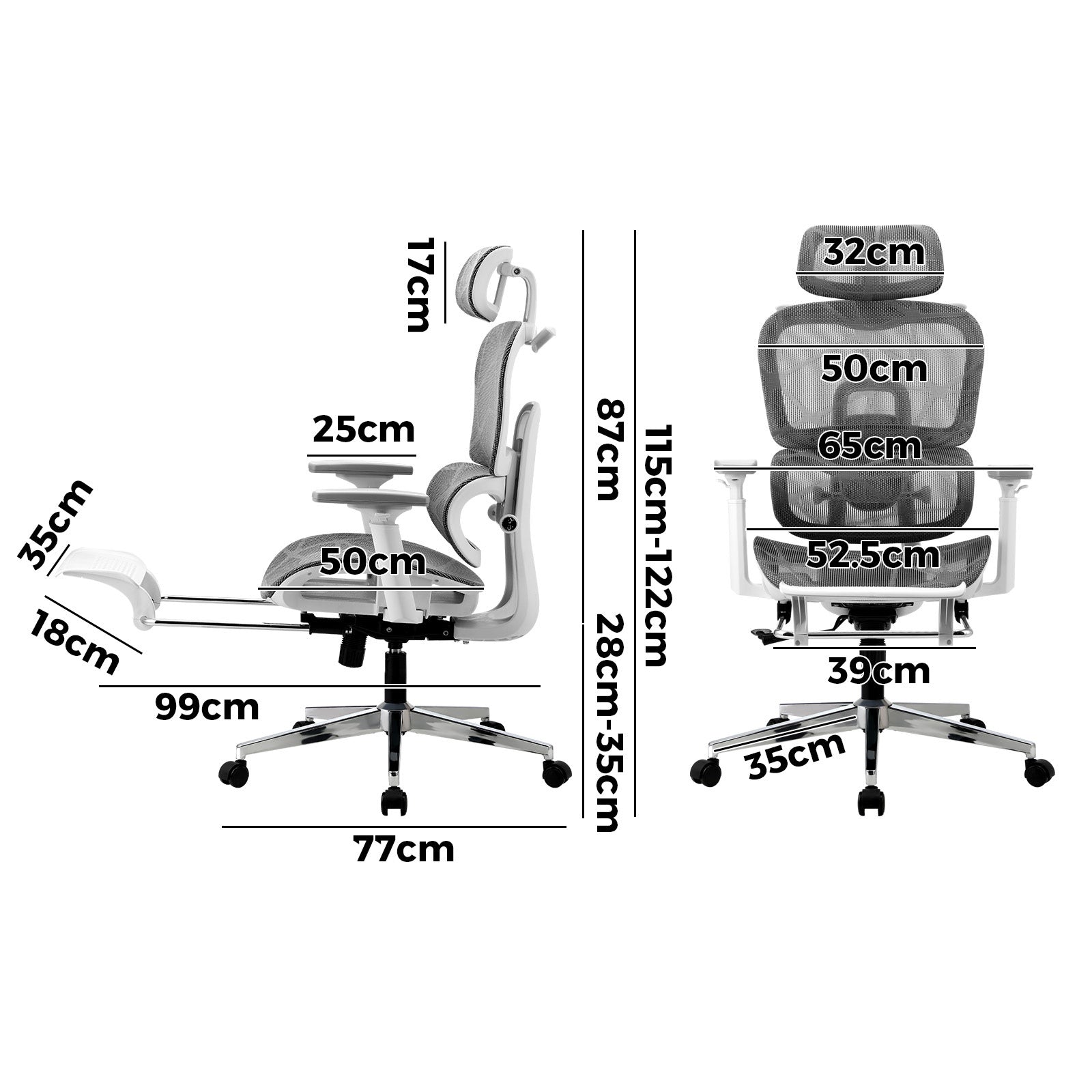 Oikiture Ergonomic Office Chair Mesh Executive Seat Computer Chairs WH&GY - Sunyee