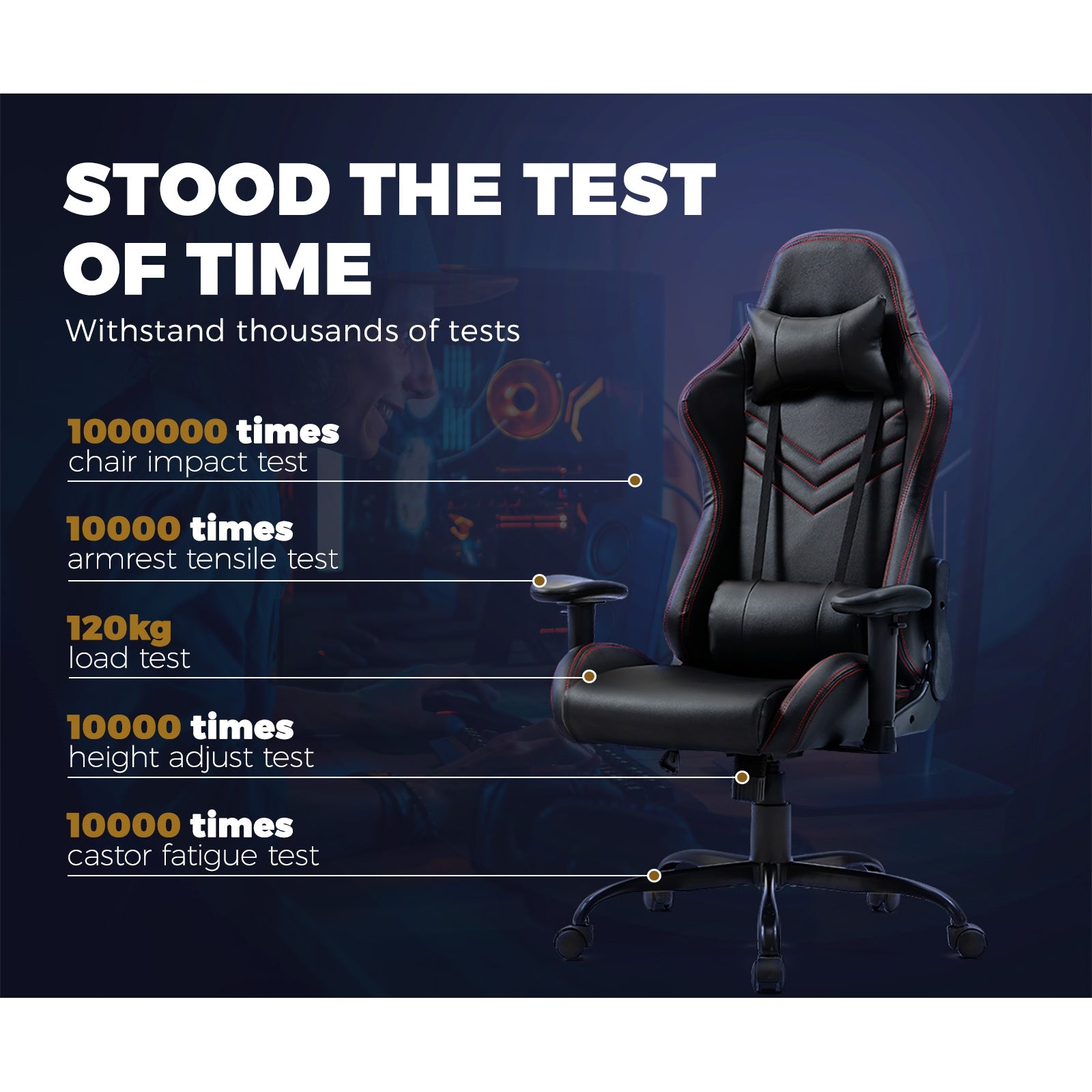 Oikiture Gaming Office Chair Executive Desk Chair Racing Recliner Seat PU Leather - Sunyee