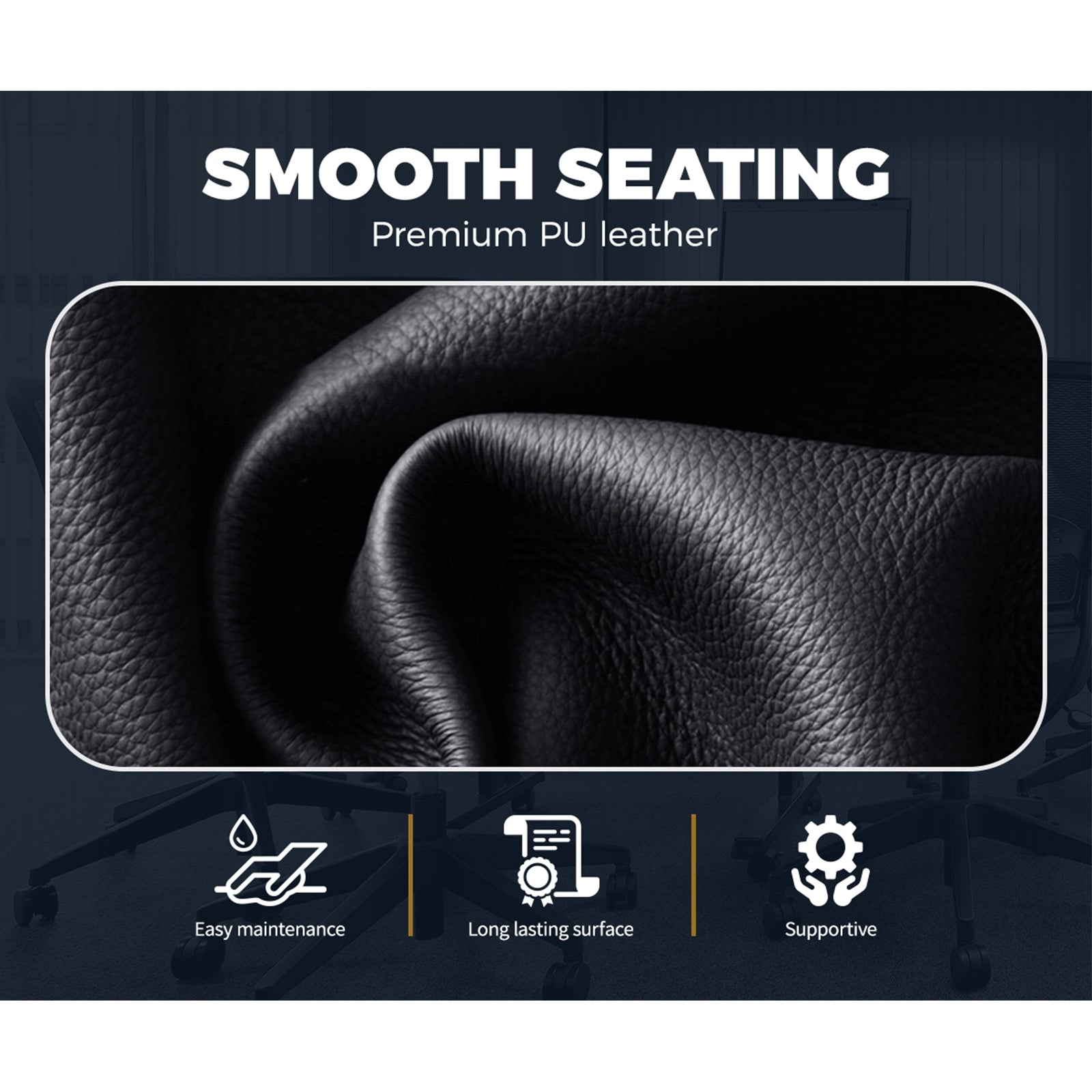 Oikiture Gaming Office Chair Executive Desk Chair Racing Recliner Seat PU Leather - Sunyee