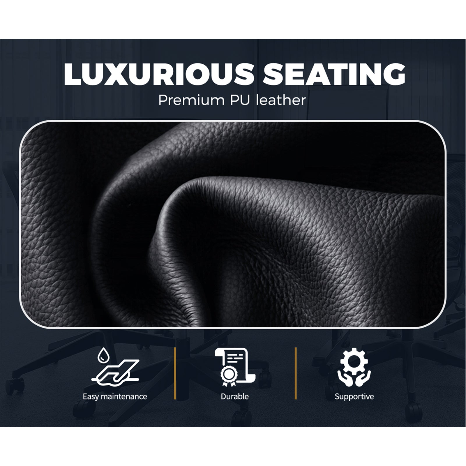 Oikiture Gaming Chair Office Chairs Executive Footrest Computer Seat PU Leather - Sunyee
