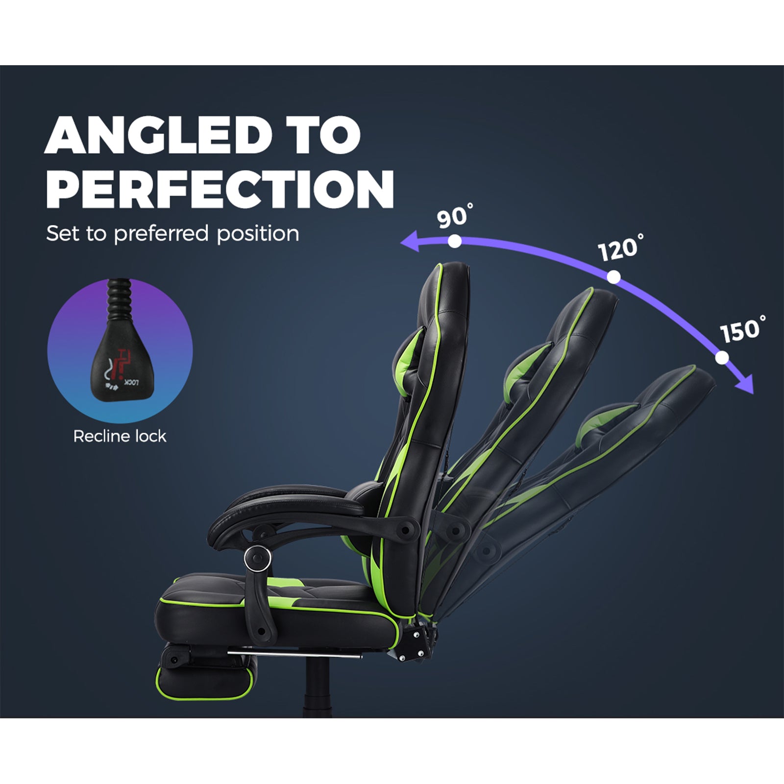 Oikiture Gaming Chair Office Chairs Computer Footrest Executive Seat PU Leather - Sunyee